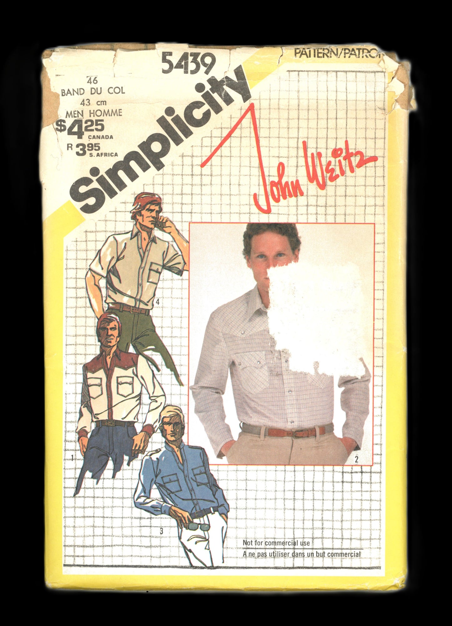 Simplicity 5439 John Weitz Mens Shirt Sewing Pattern UNCUT - Size 46