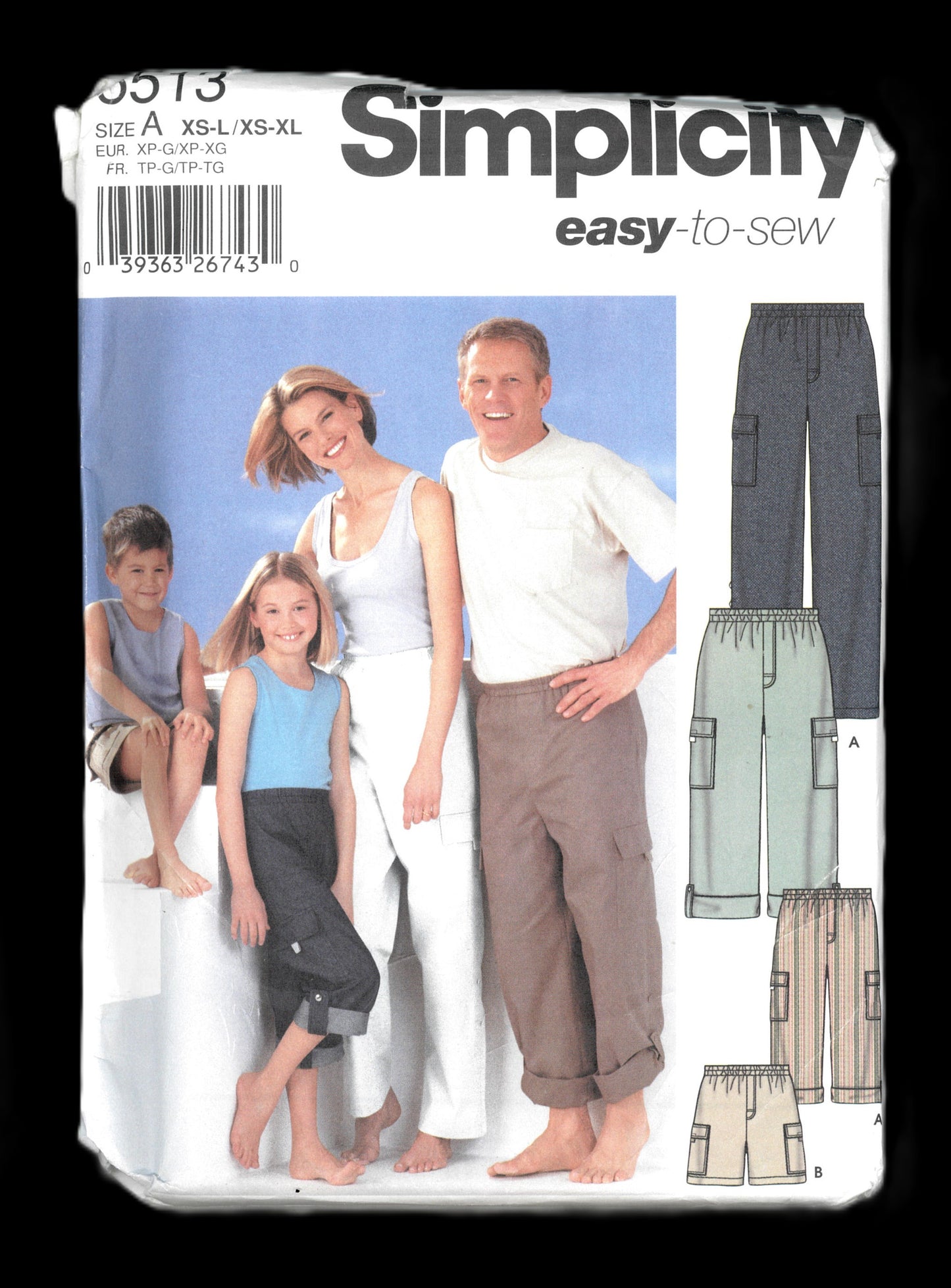 Simplicity 5513 Unisex Childs Teens and Adults Pants Shorts Sewing Pattern UNCUT Childs Size XS S M L Adults XS S M L XL