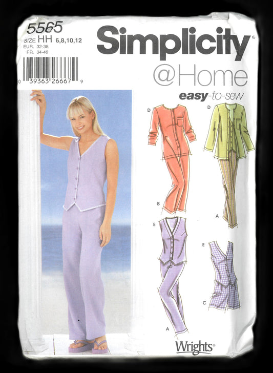 Simplicity 5565 Misses Pants in Two Lengths Shorts and Tops Sewing Pattern - UNCUT - Size 6 8 10 12