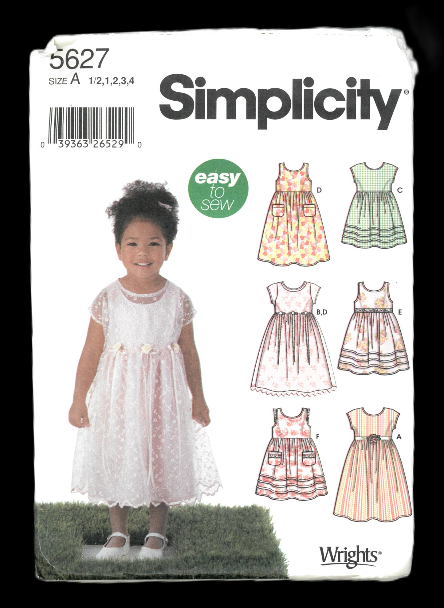 Simplicity 5627 Toddler Girls Dresses Sewing Pattern - UNCUT Size 1/2  1  2  3 4