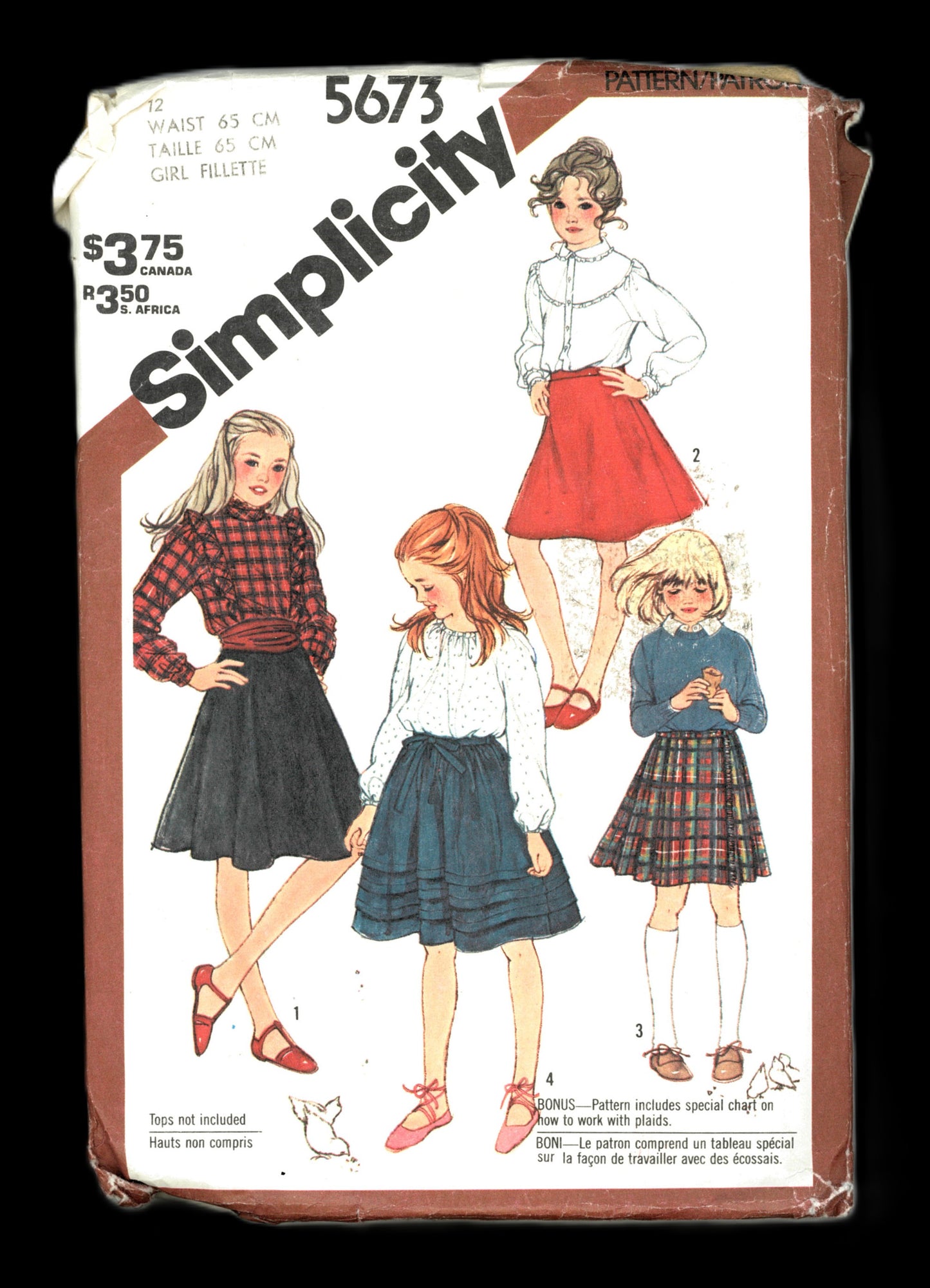 Simplicity 5673 Girls Set of Skirts in Two Lengths Sewing Pattern - UNCUT - Size 12 ( Waist 65cm)