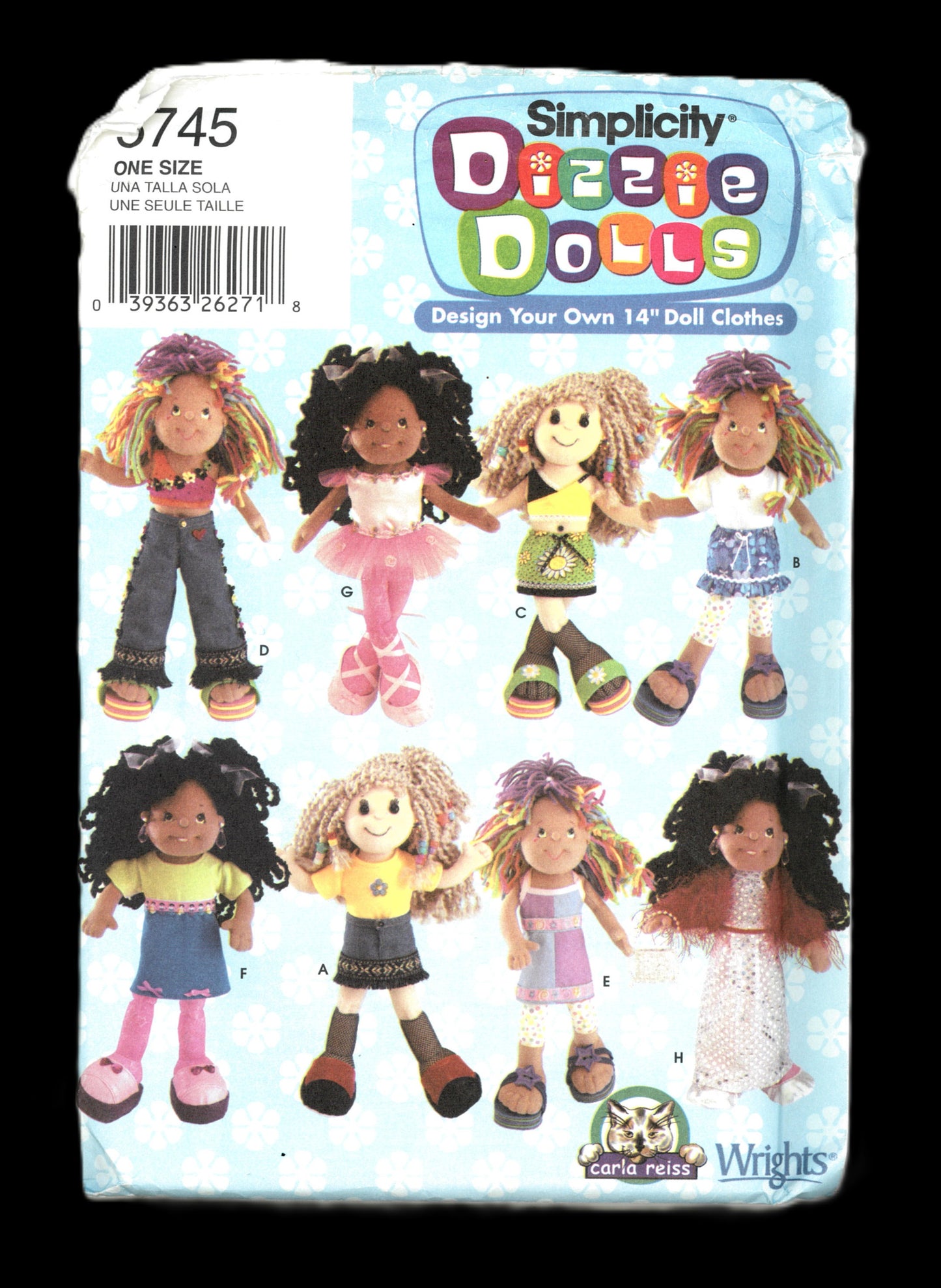 Simplicity 5745 Dizzie Dolls Design your Own Clothes for 14" Doll Sewing Pattern 