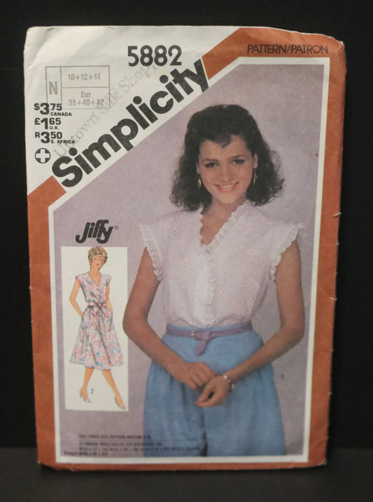 Simplicity 5882 MIsses Jiffy Pullover Dress or Top Sewing Pattern UNCUT - Size 10 12 14