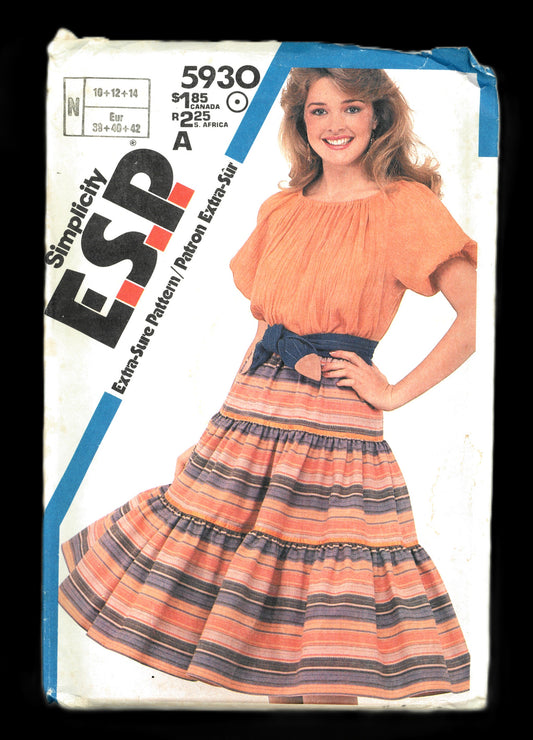 Simplicity 5930 Misses Pull on Skirt and Pullover Top Sewing Pattern - UNCUT - Size 10 12 14