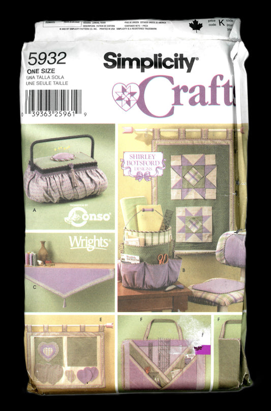 Simplicity 5932 Shirley Botsford Quilted Accessories Sewing Pattern - UNCUT