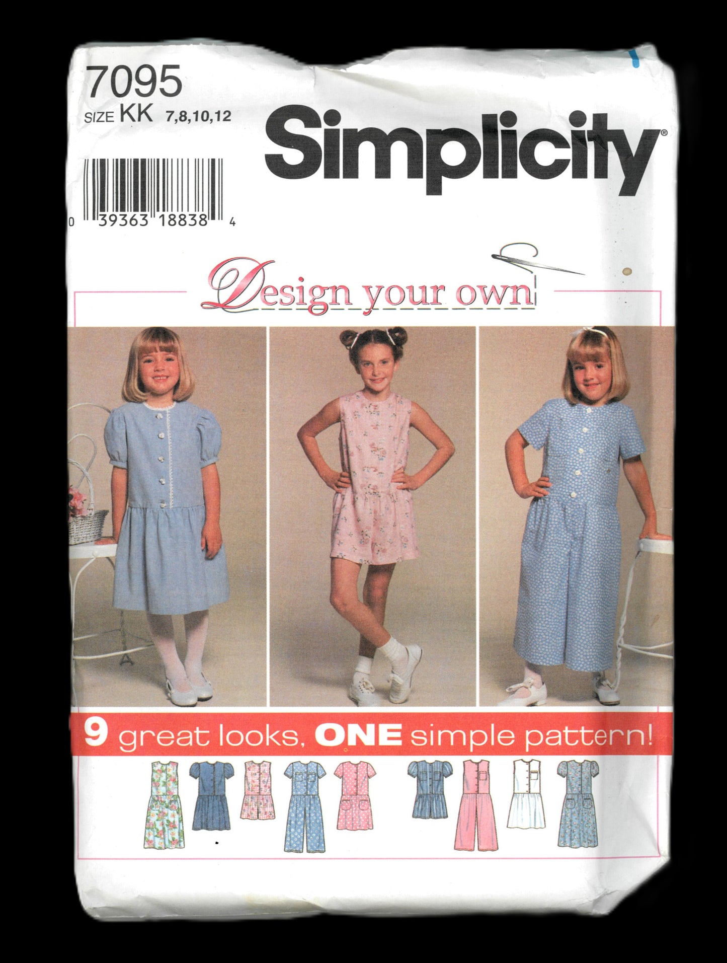 Simplicity 7095 Design your Own Girls Dress and Romper Sewing Pattern UNCUT Size 7 8 10 12