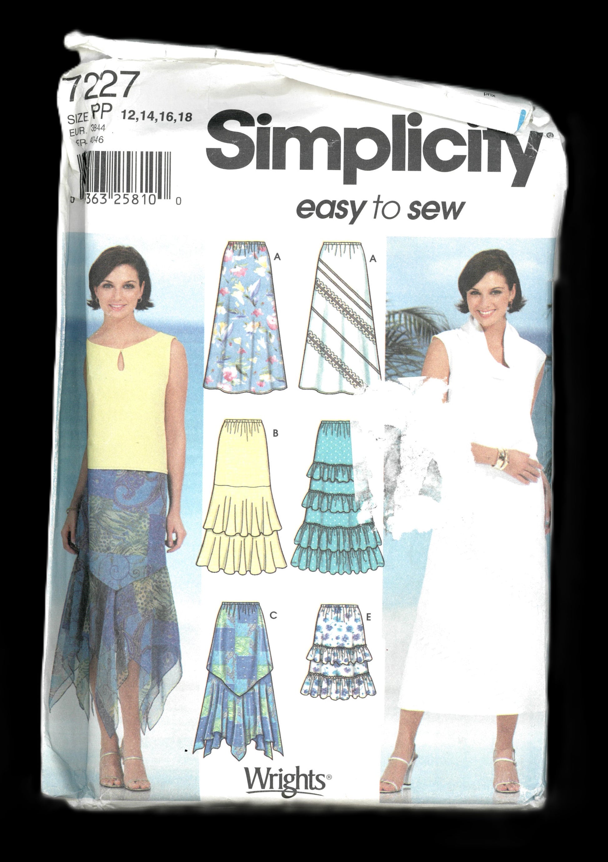 Simplicity 7227 Misses Skirts Sewing Pattern - UNCUT - Size 12 14 16 18