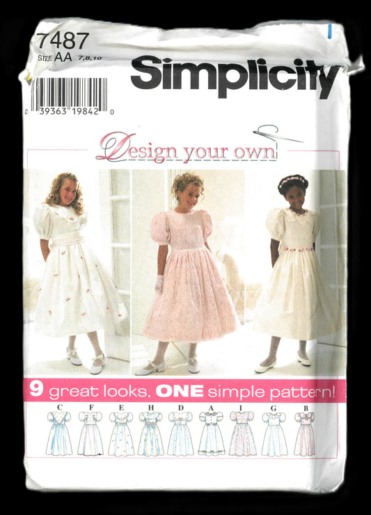 Simplicity 7487 Design your Own Girls Dress  Sewing Pattern UNCUT Size 7 8 10 or  Size 12 14