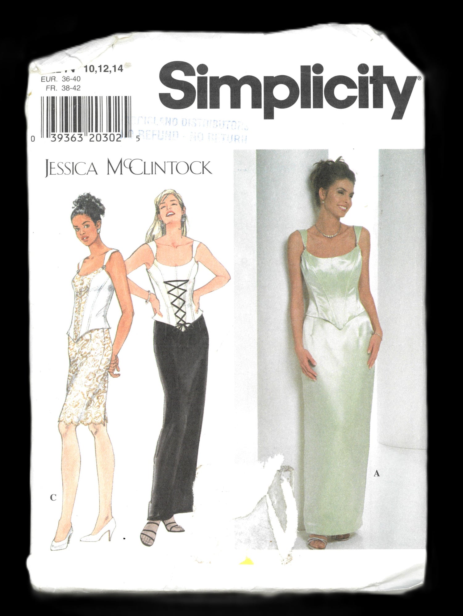Simplicity 7637 Jessica McClintock Misses / Miss Petite Bustier Top and Skirt Sewing Pattern - UNCUT - Size 10 12 14