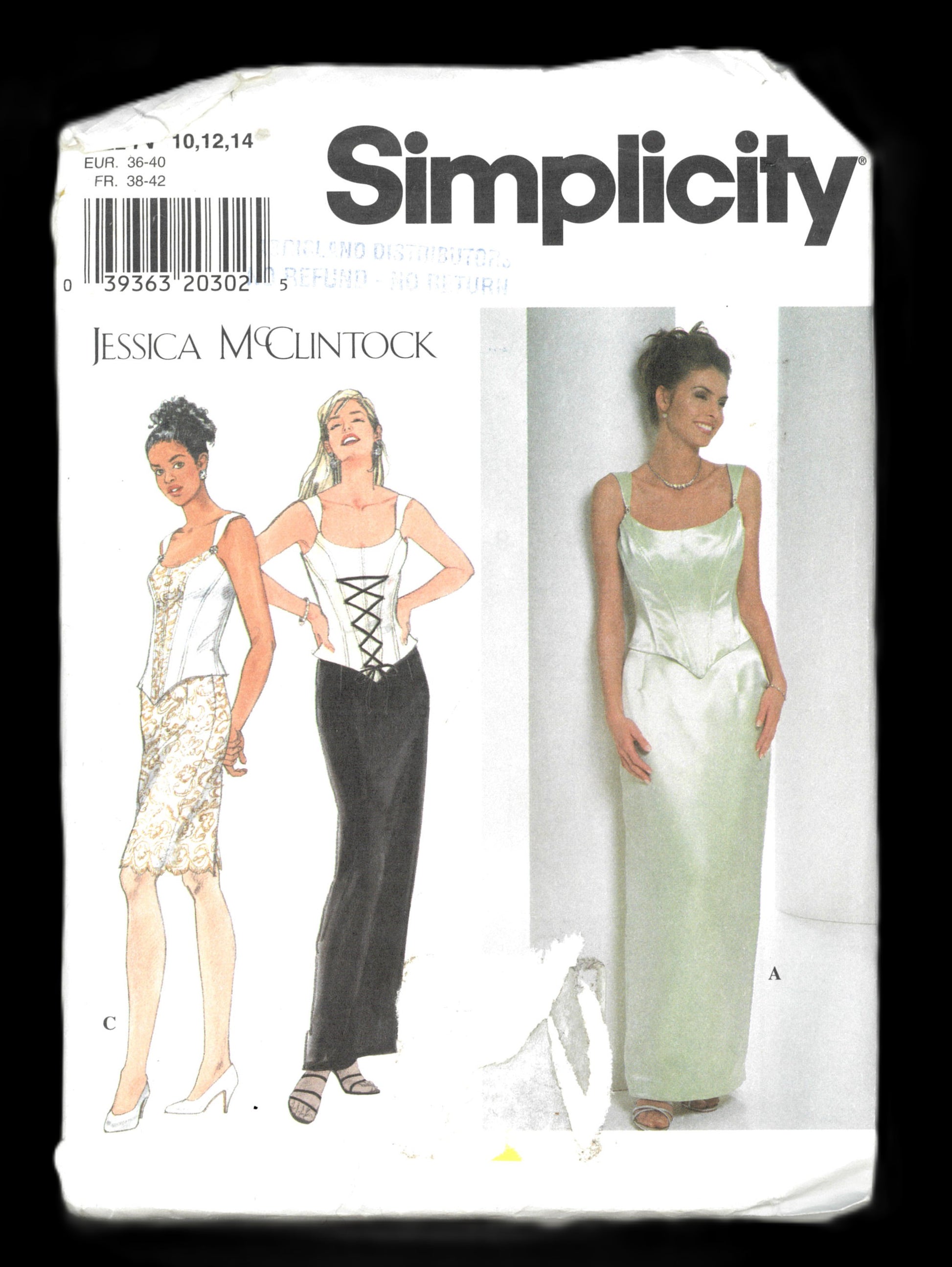 Simplicity 7637 Jessica McClintock Misses / Miss Petite Bustier Top and Skirt Sewing Pattern - UNCUT - Size 10 12 14
