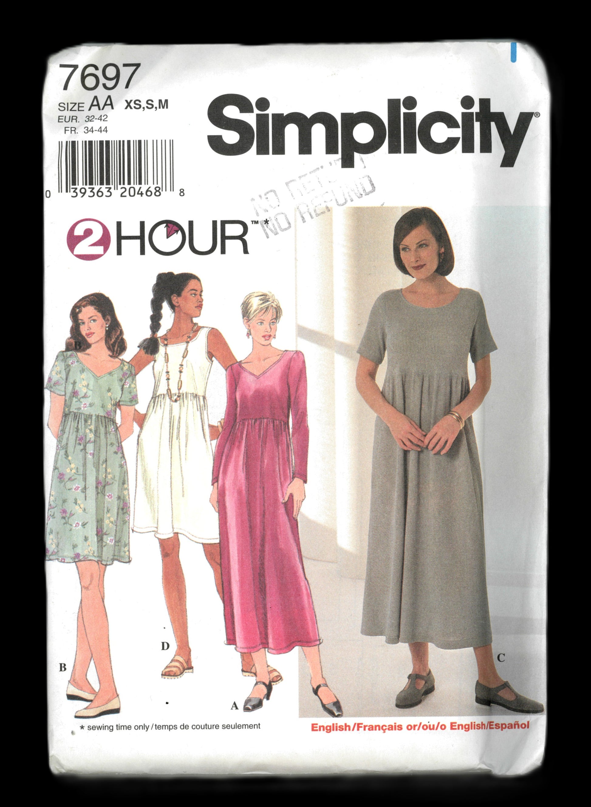 Simplicity 7697 Misses Knit Dress Sewing Pattern UNCUT Size XS S M