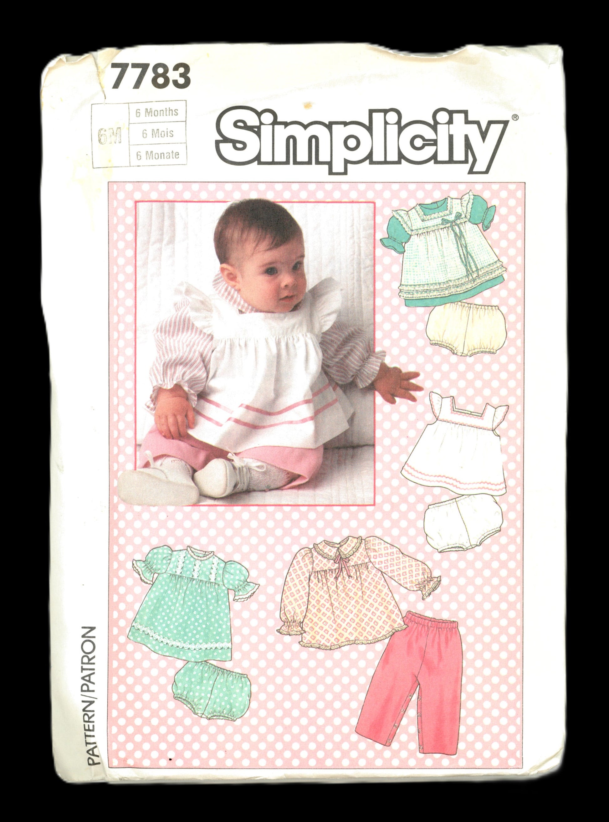 Simplicity 7783 Babies Tops Aprons or Sundress Pants and Panties Sewing Pattern - UNCUT - Size 6 Months