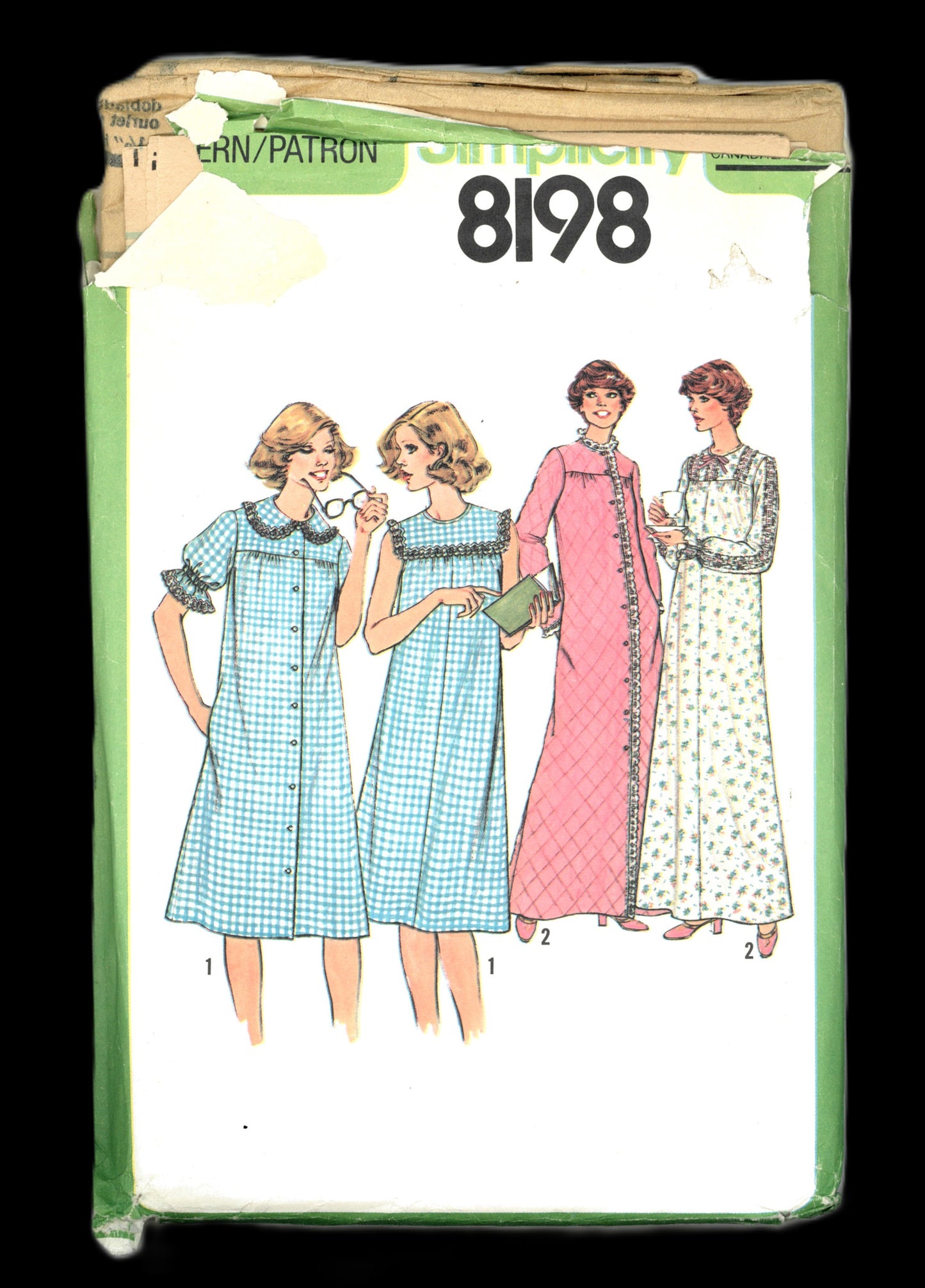 Simplicity 8198 Misses Nightgown and Robe in Two Lengths Sewing Pattern UNCUT Size 12