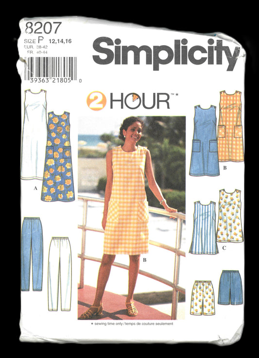 Simplicity 8207 Misses / Petite Dress or Tunic and Pants or Shorts Sewing Pattern - UNCUT - Size 12 14 16