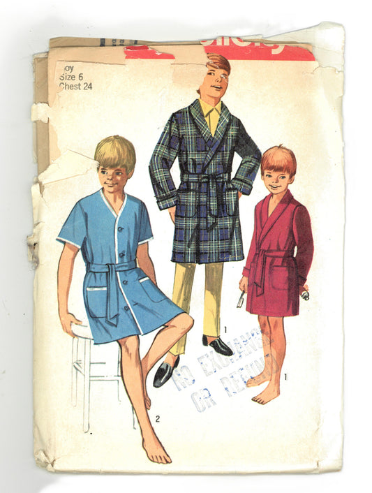 Simplicity 8292 Boys Robe Sewing Pattern UNCUT Size 6