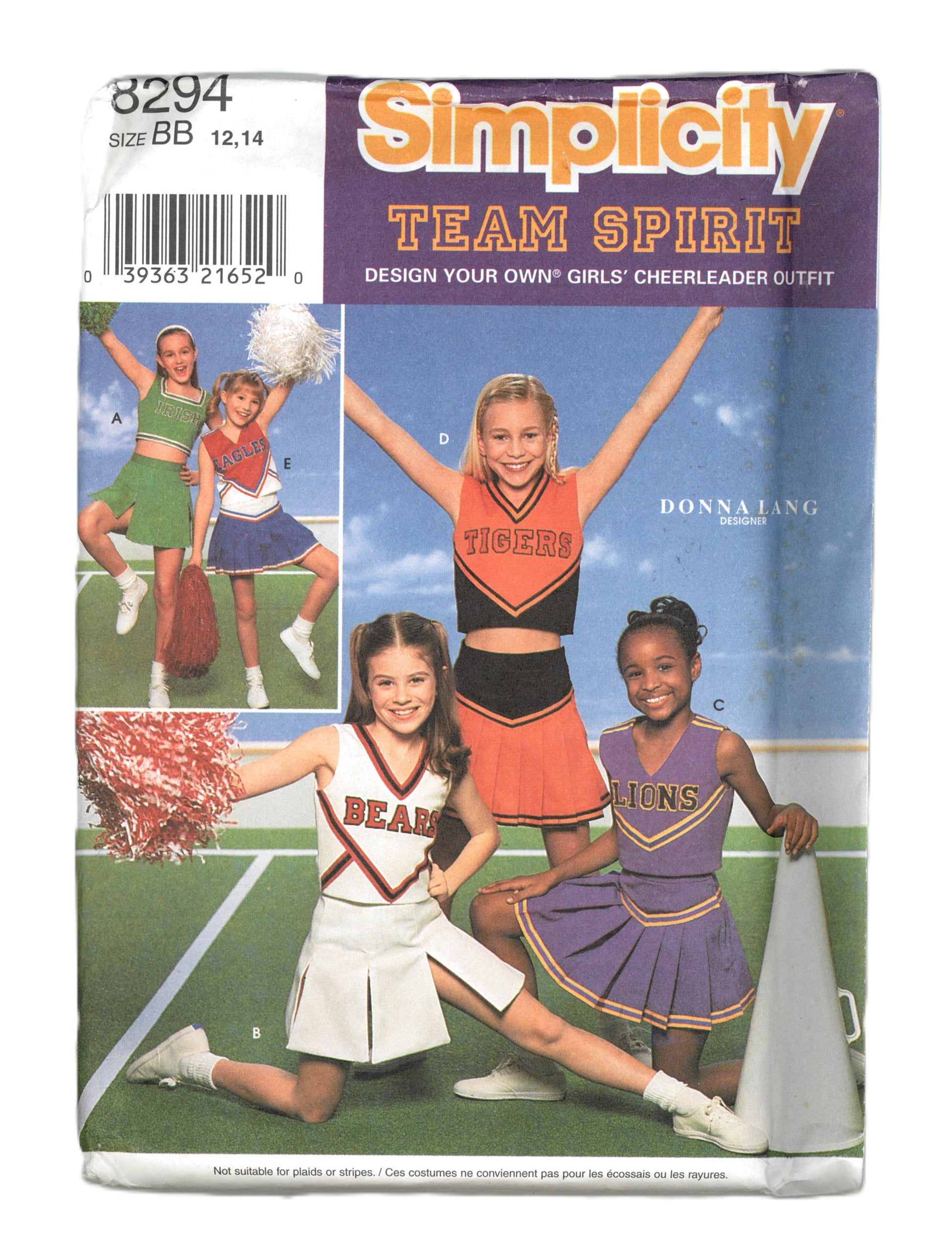 Simplicity 8294 Girls Cheerleader Costumes Sewing Pattern - UNCUT - Size 12, 14