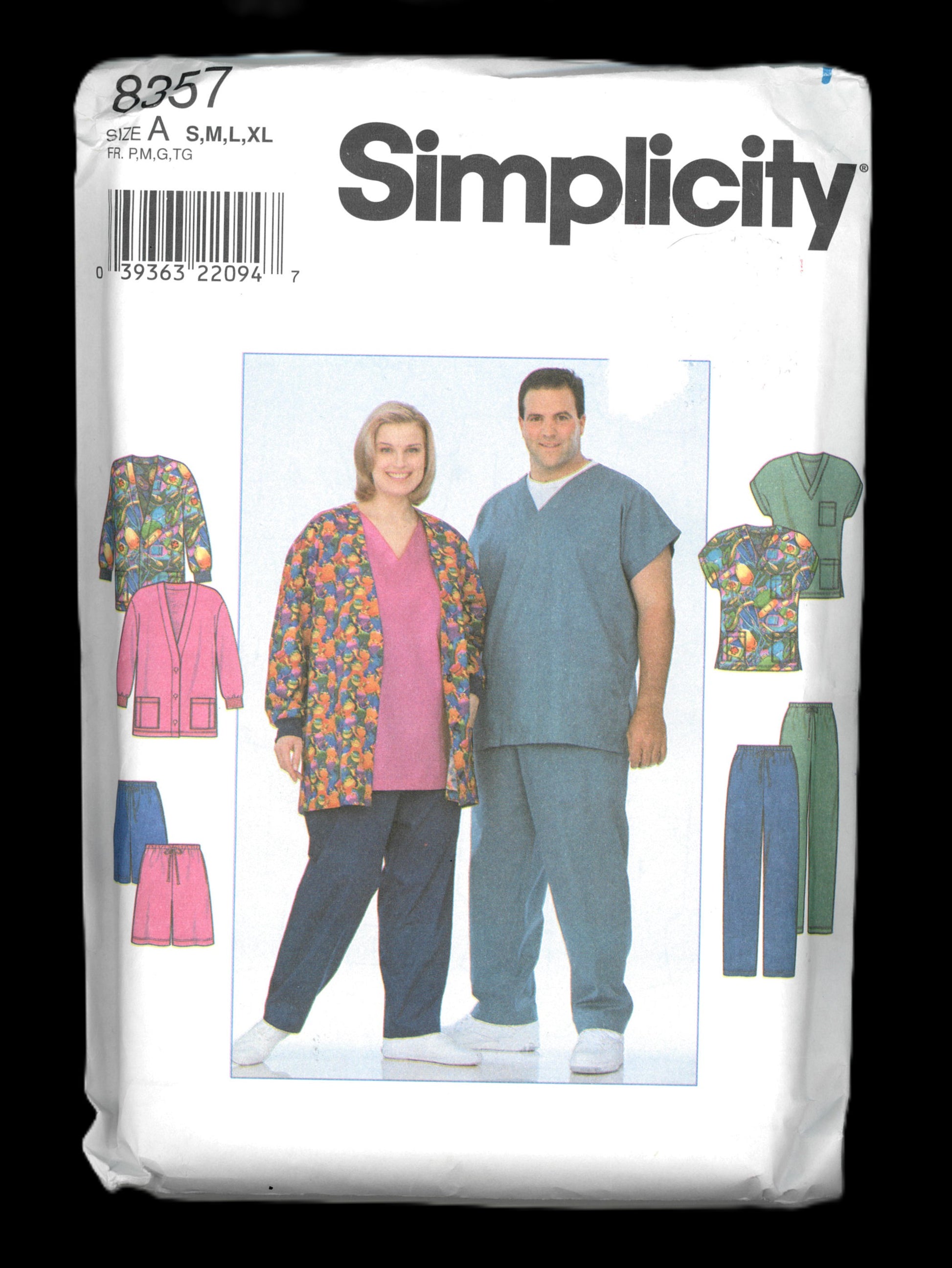 Simplicity 8357 Womens and Mens Jacket Top and Pants or Shorts Sewing Pattern - UNCUT - Size Xs S M L XL