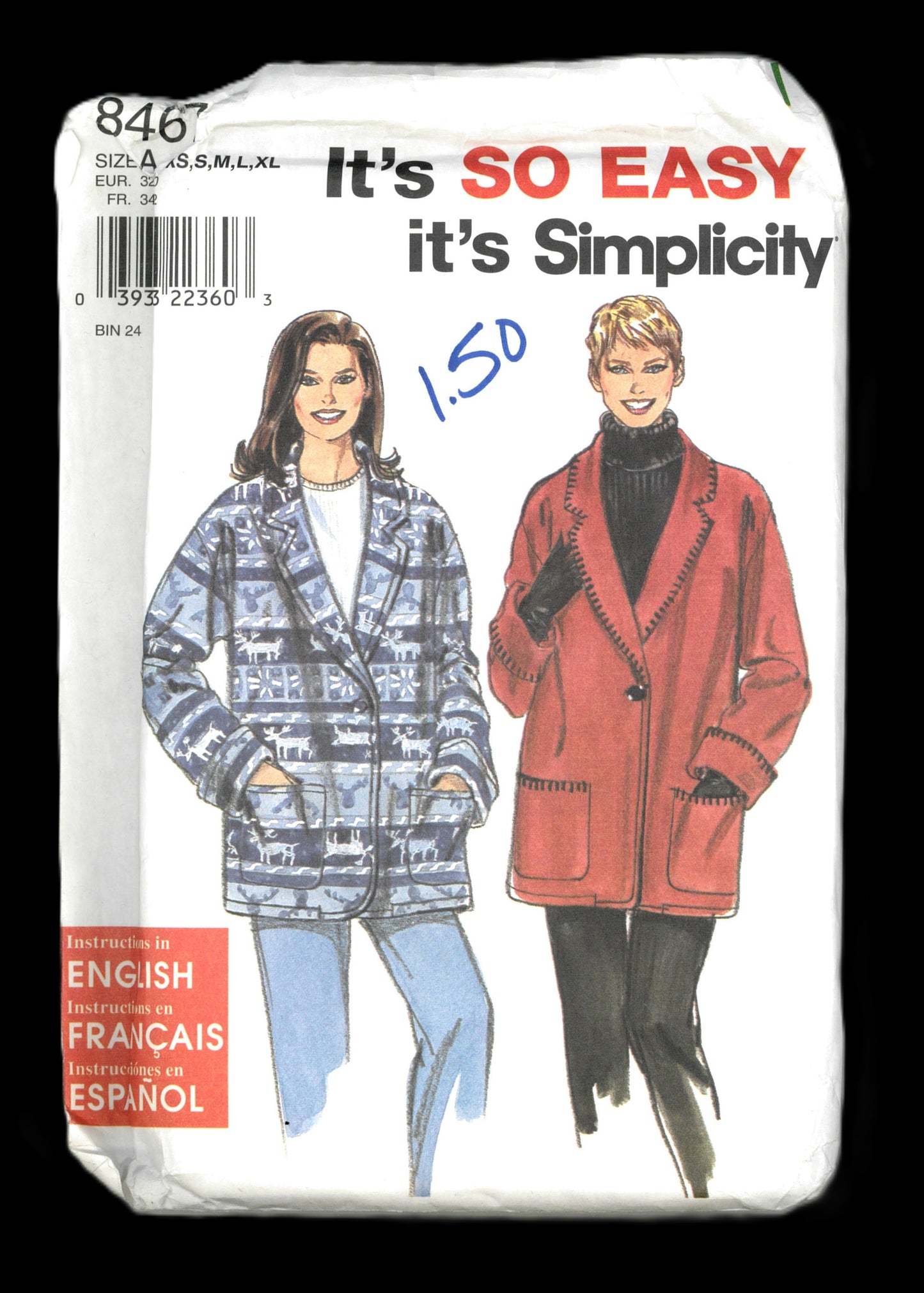Simplicity 8467 Misses Jacket Sewing Pattern - UNCUT - Size XS - XL