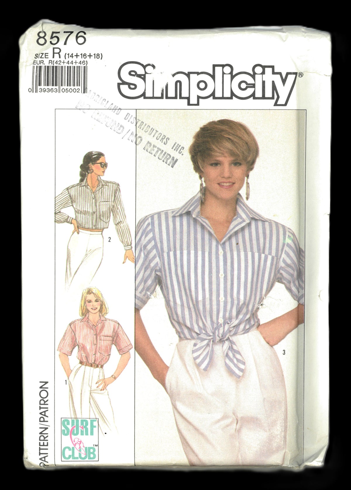 Simplicity 8576 Misses Shirt Sewing Pattern UNCUT Size 14 16 18
