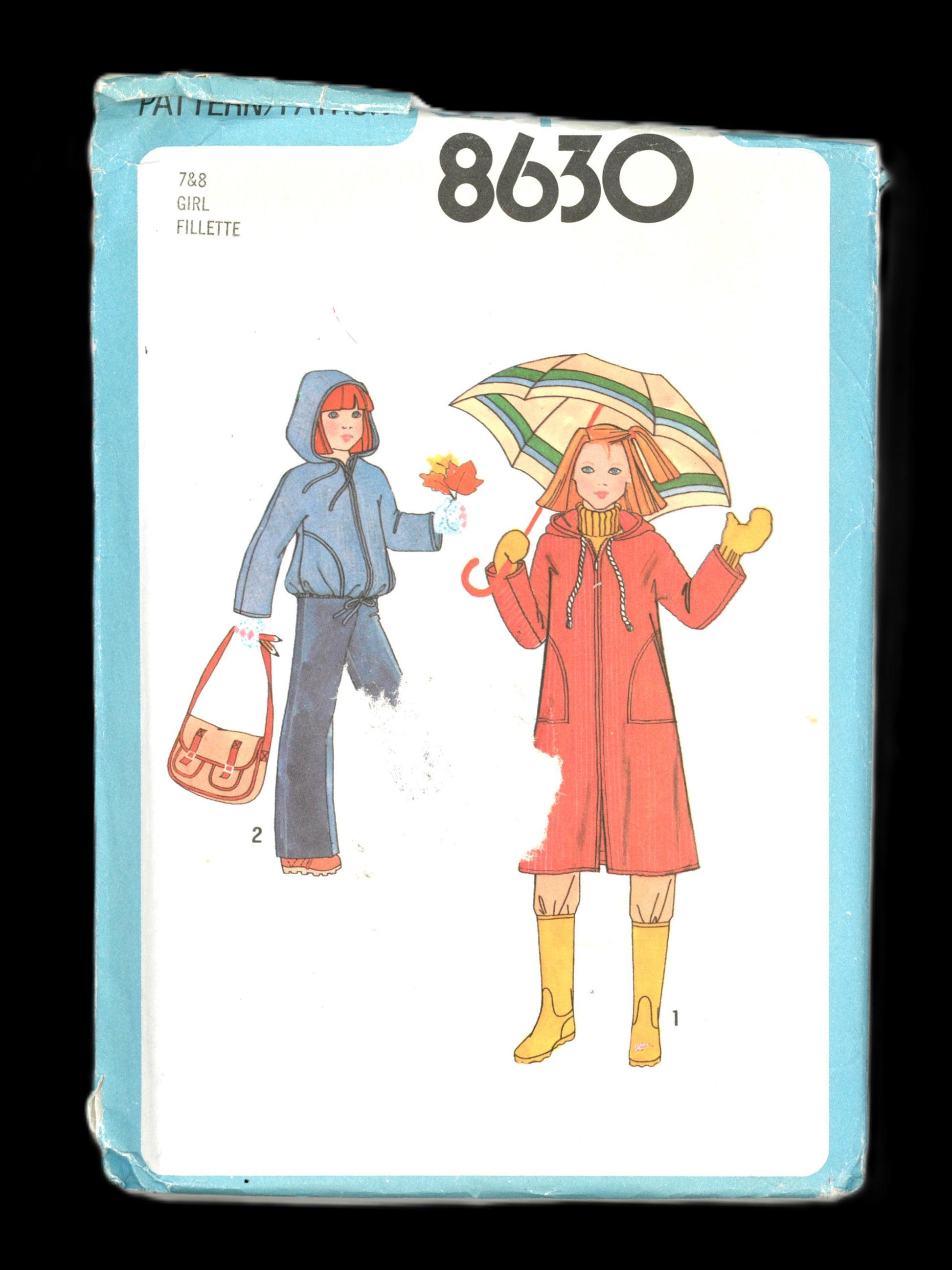 Simplicity 8630 Girls Unlined Hooded Coat or Jacket Sewing Pattern - UNCUT Size 7 & 8
