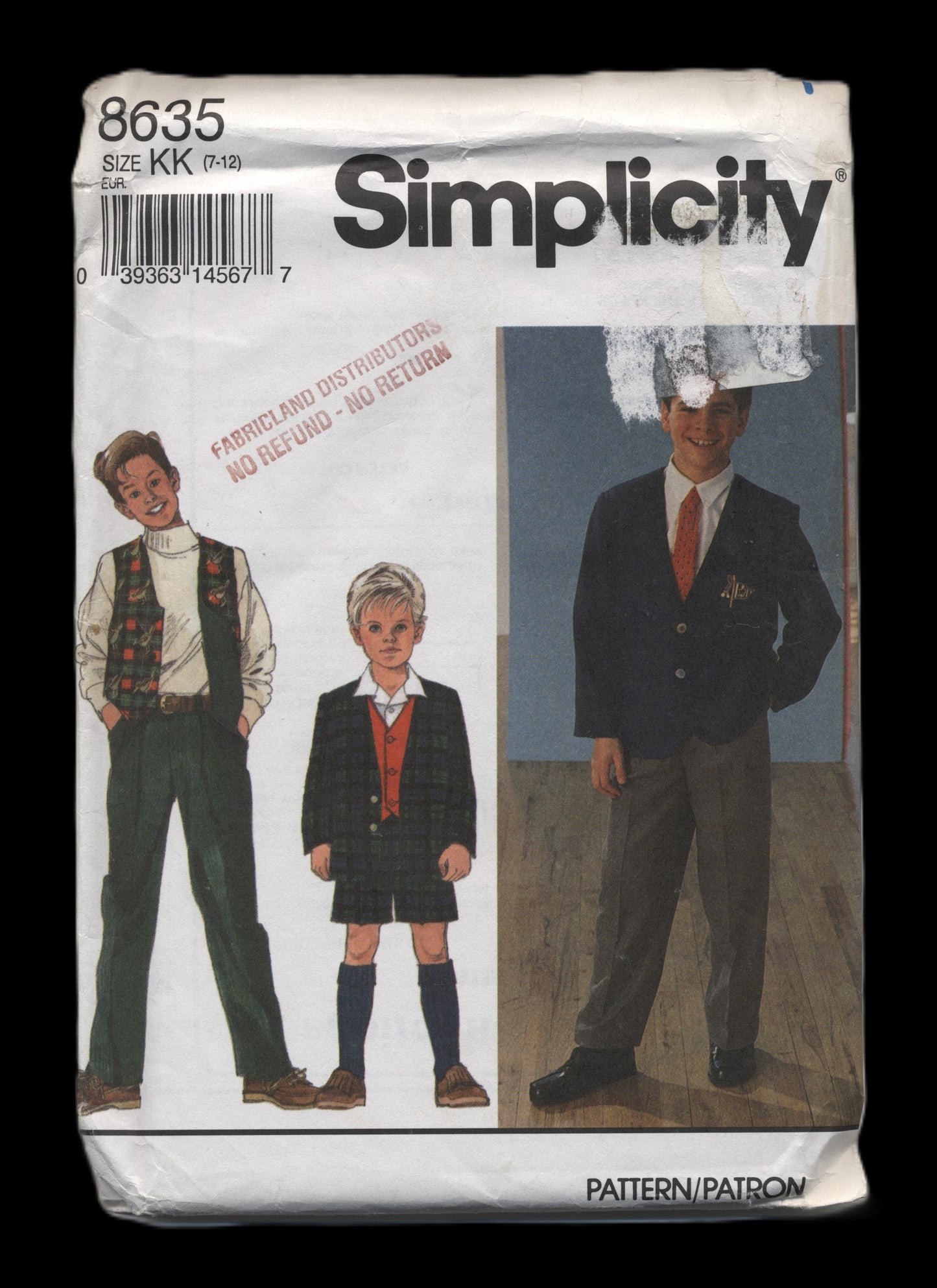 Simplicity 8635 Boys Pants or Shorts, Lined Vest and Jacket Sewing Pattern UNCUT Size 7 - 12 or Size 8 - 14