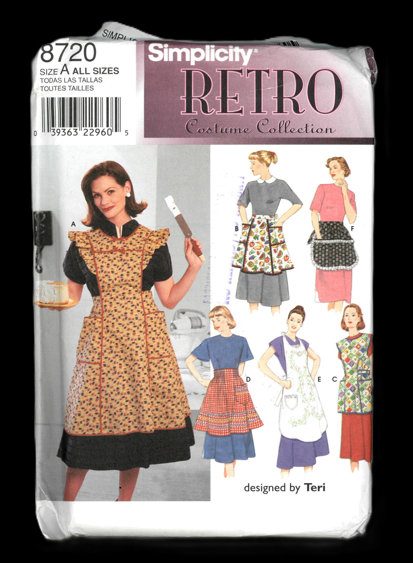 Simplicity 8720 Misses Retro Aprons Sewing Pattern - UNCUT Size S M L