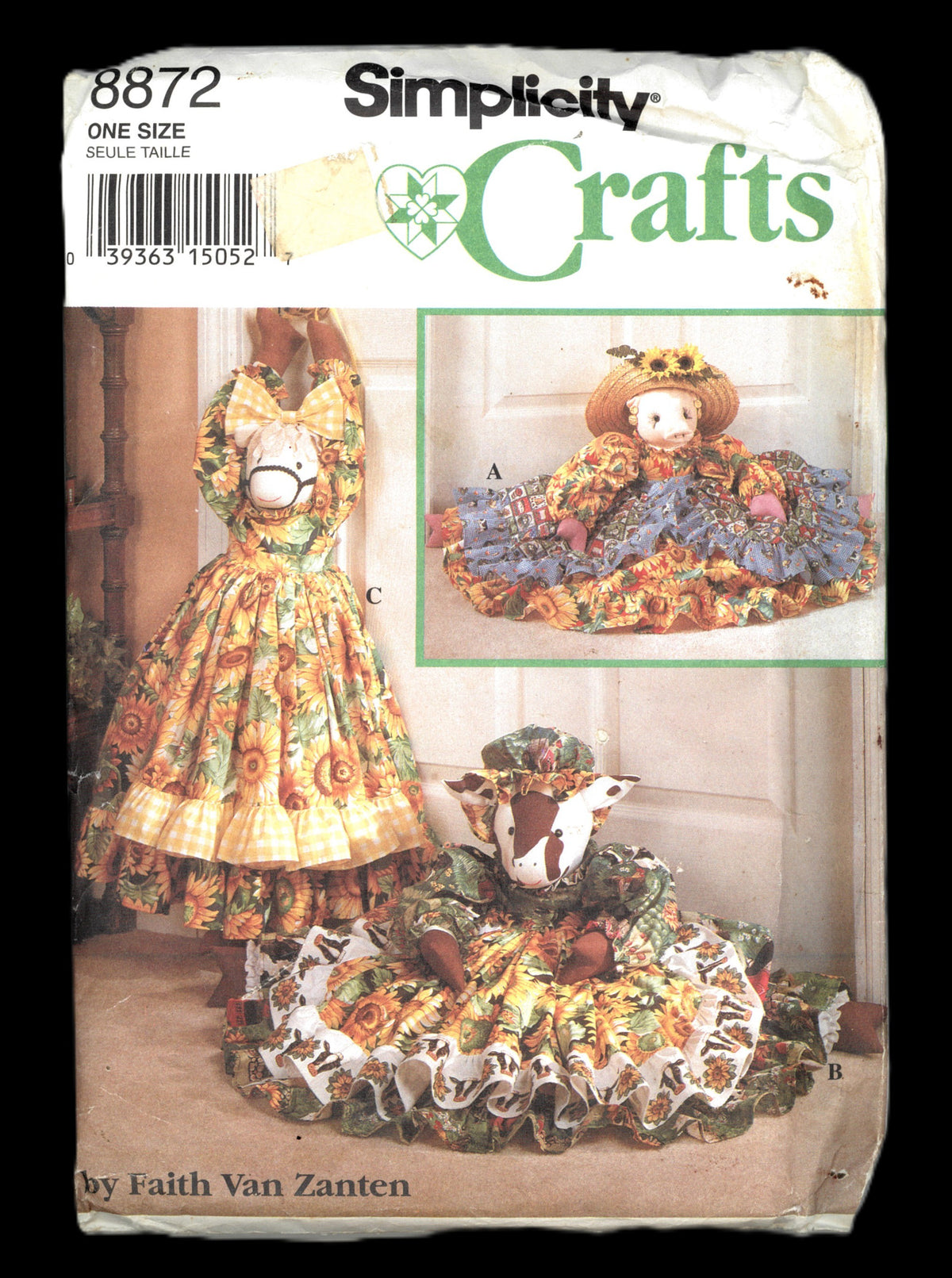 Simplicity 8872 Cow Pig and Pony Draft Stopper Sewing Pattern UNCUT