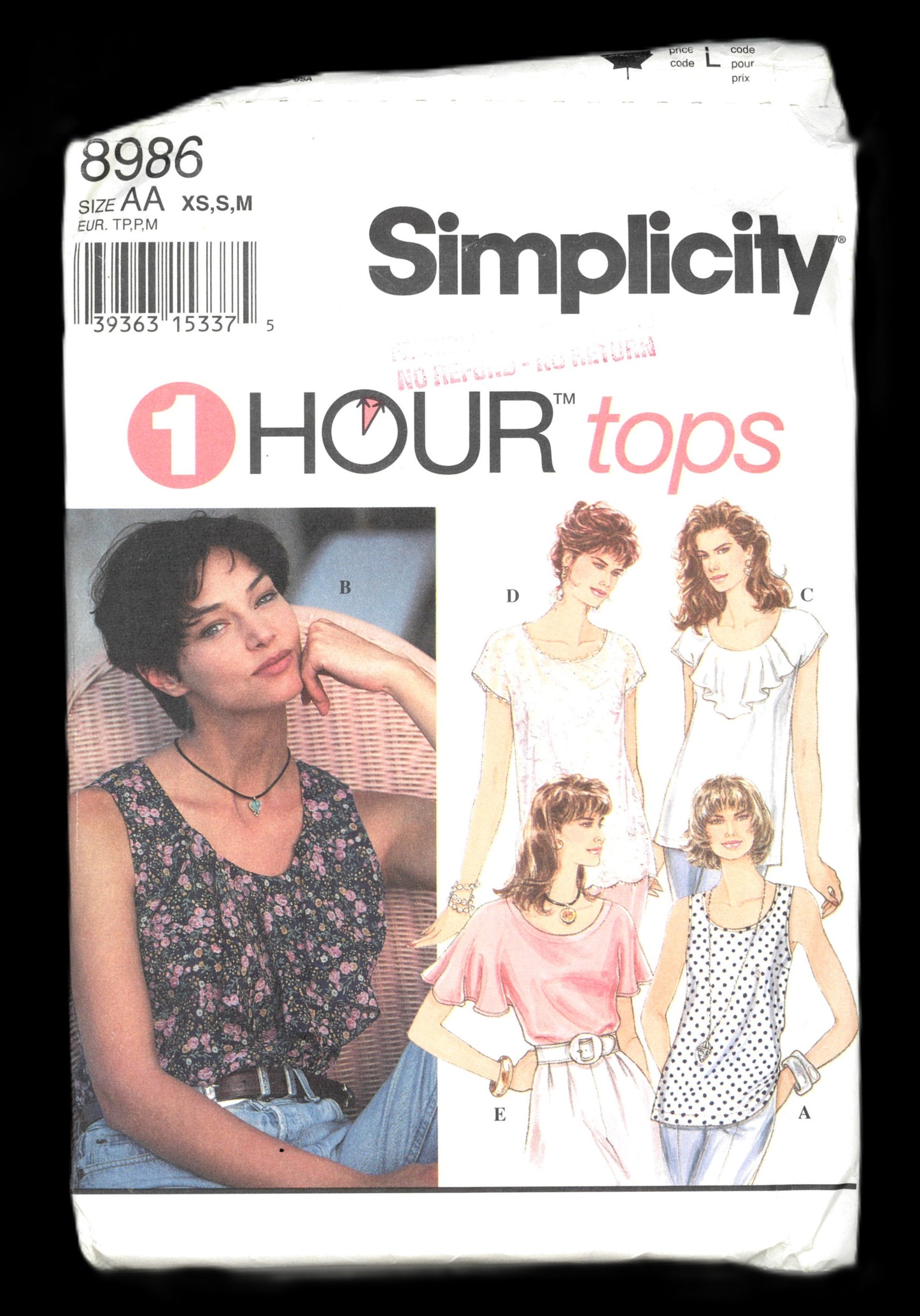 Simplicity 8986 Misses Pullover Tops with Sleeves and Neckline Variations Sewing Pattern - UNCUT - Size Xs S M