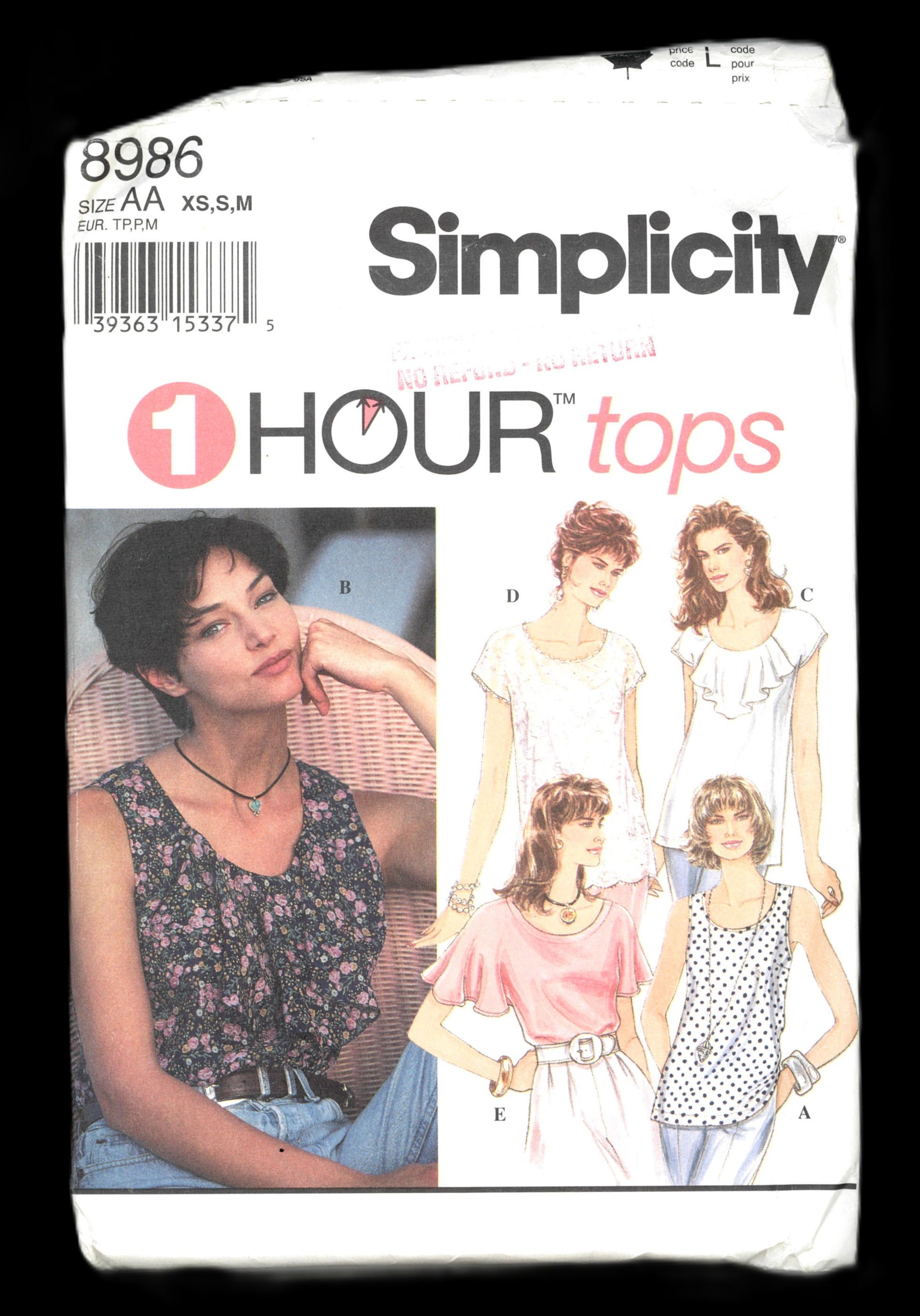 Simplicity 8986 Misses Pullover Tops with Sleeves and Neckline Variations Sewing Pattern - UNCUT - Size Xs S M