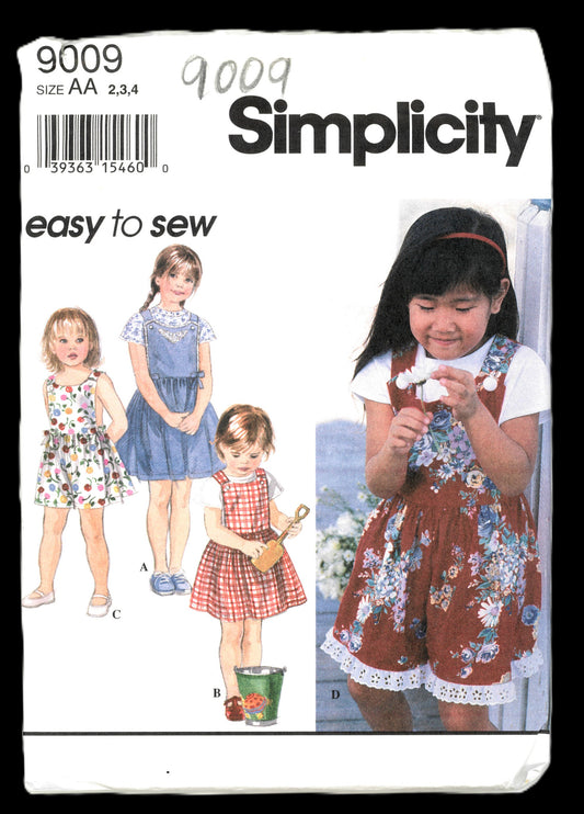 Simplicity 9009 Childs and Girls Jumper or Romper and Top Sewing Pattern - UNCUT Size 2 3 4