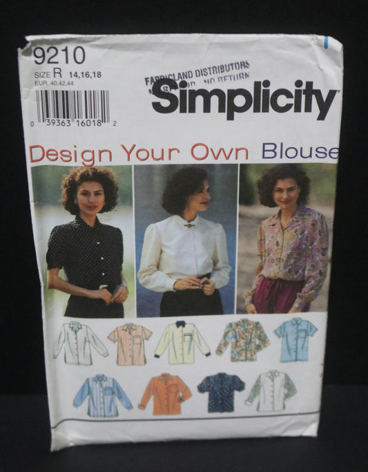 Simplicity 9210 Misses Blouse Sewing Pattern UNCUT - Size 14 16 18
