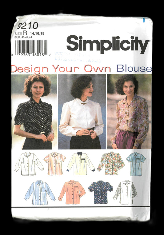 Simplicity 9210 Misses Blouse Sewing Pattern UNCUT Size 14 16 18