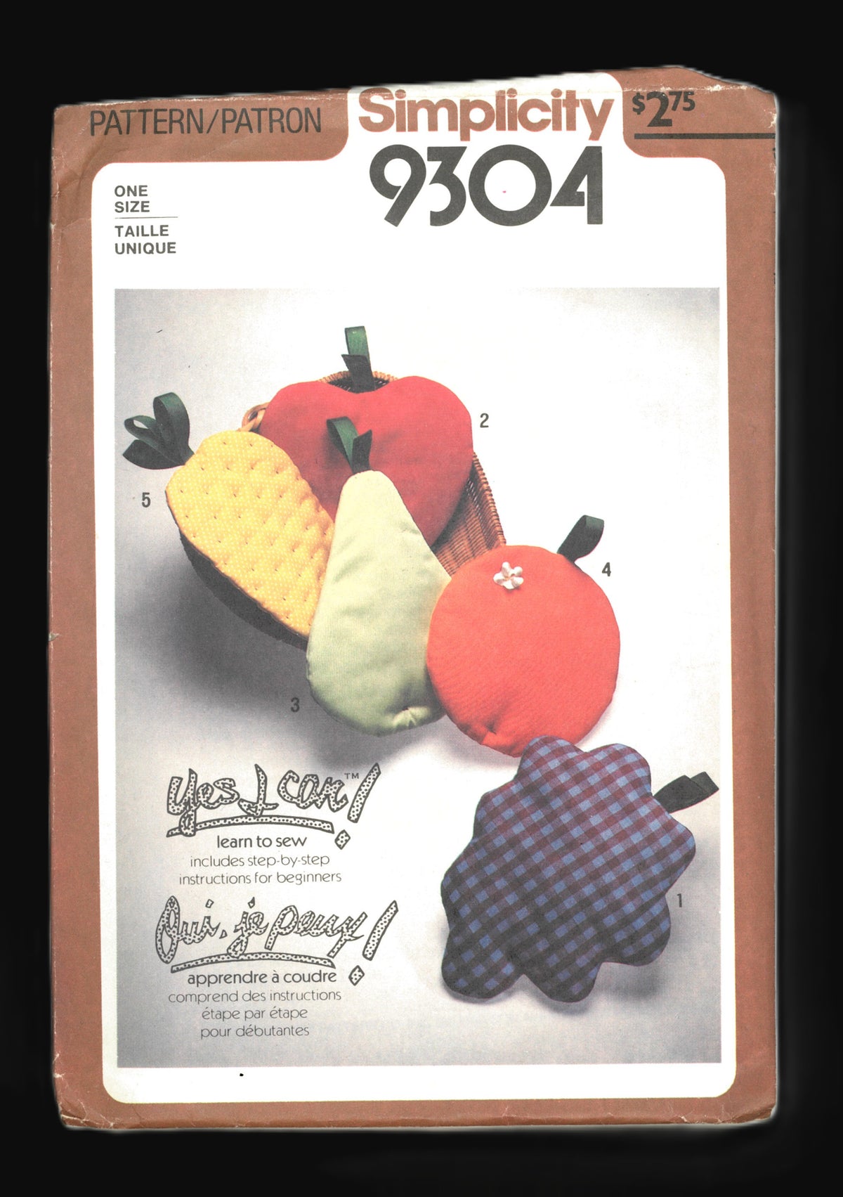Simplicity 9304 Set of Fruit Pot Holders Sewing Pattern- UNCUT - Learn to Sew Pattern