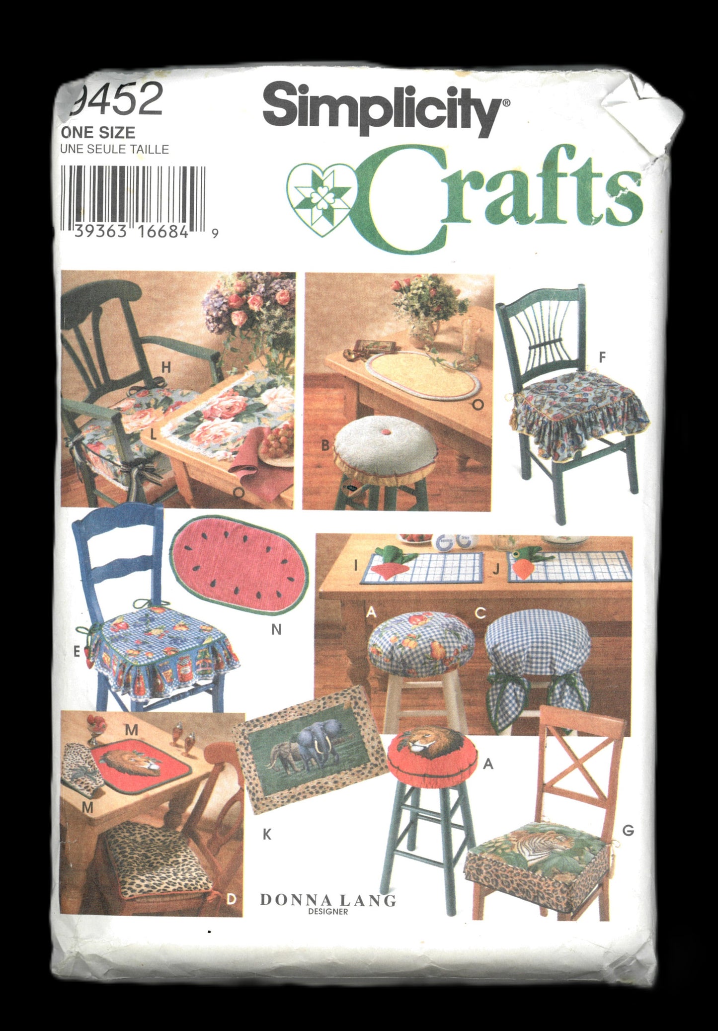 Simplicity 9452 Chair Pads and Place Mats Sewing Pattern - UNCUT