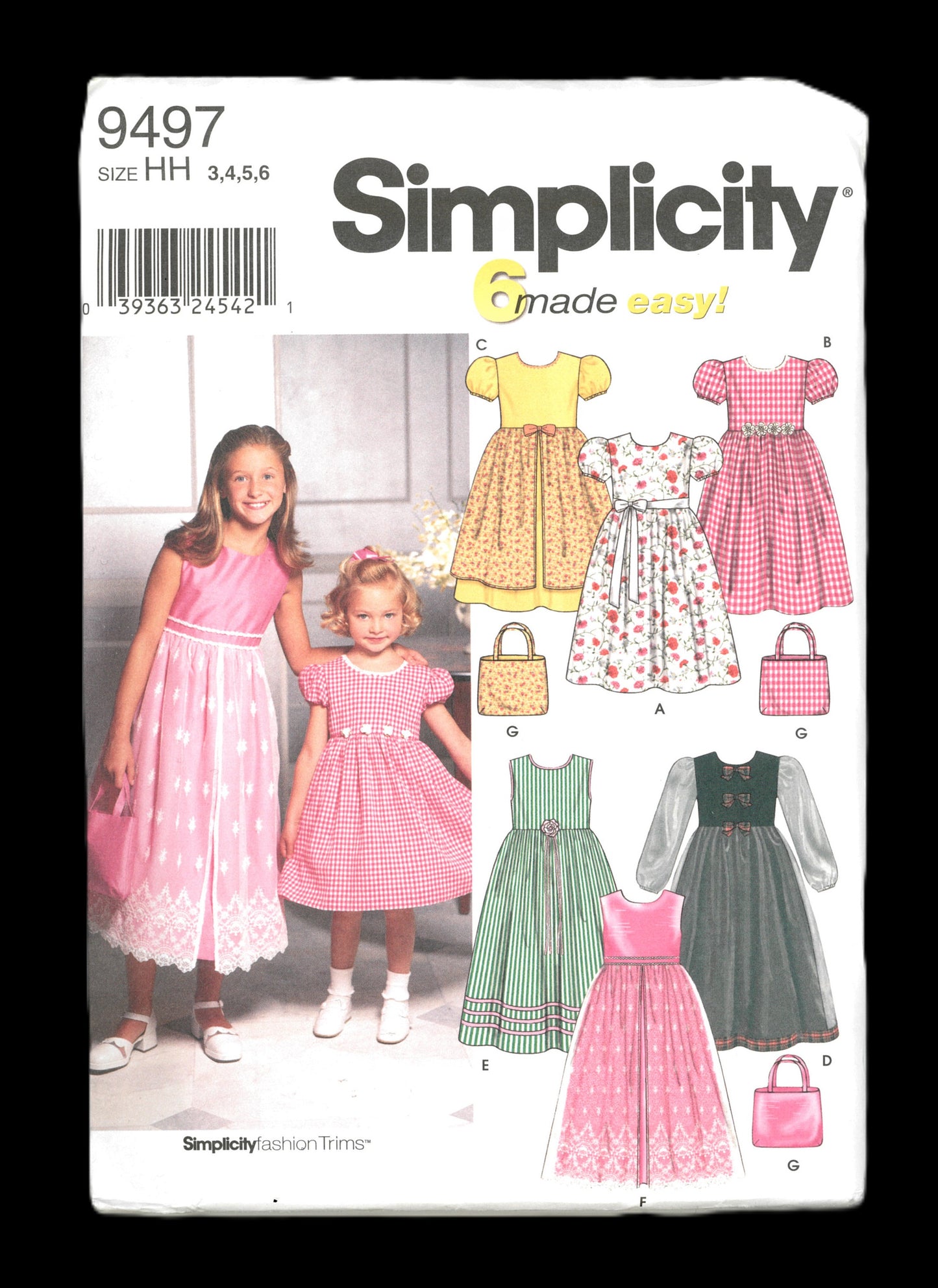 Simplicity 9497 Girls pUrse and Dress with Optional Petticoat Sewing Pattern - UNCUT Size 3 4 5 6
