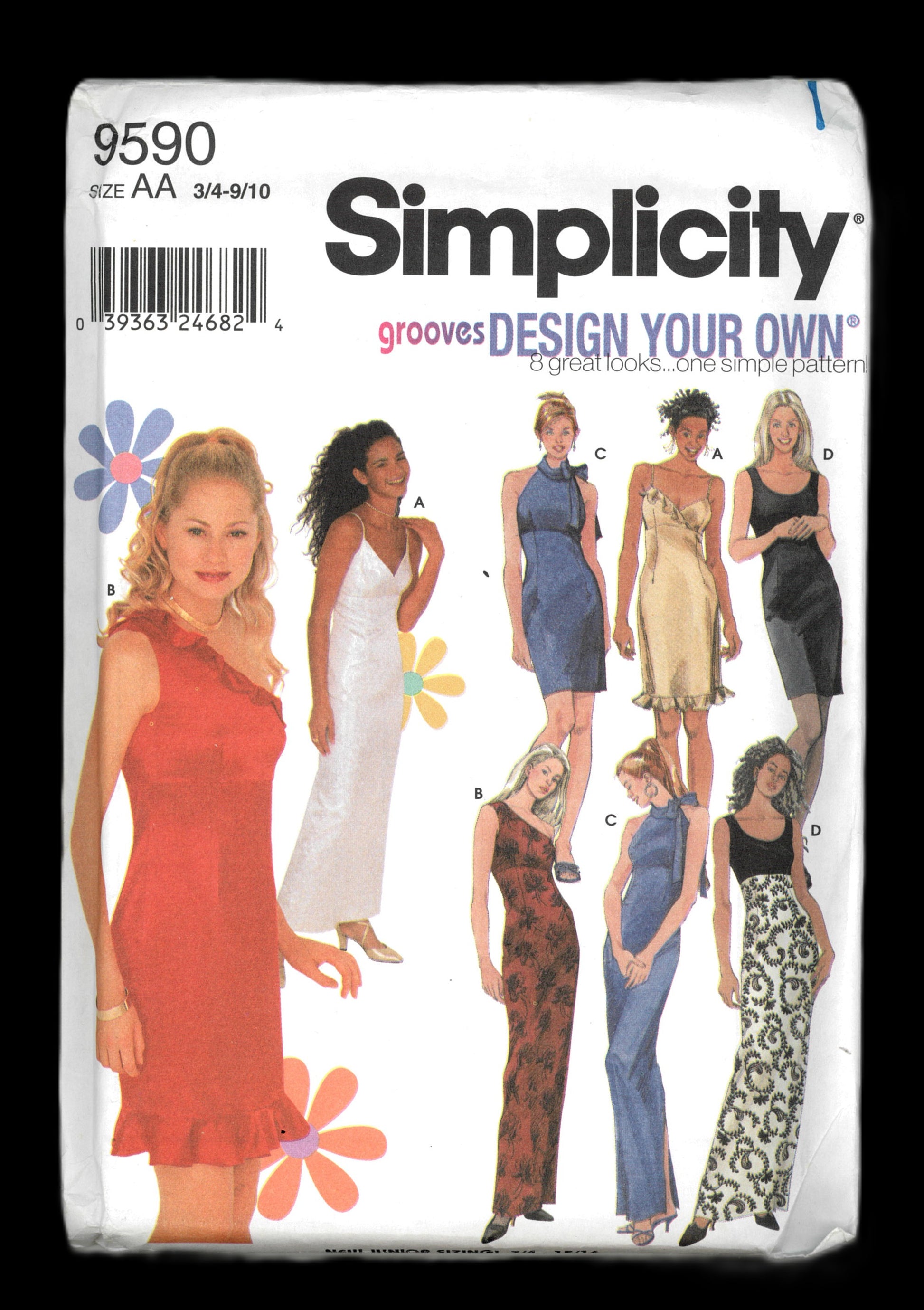 Simplicity 9590 Grooves Juniors Design Your Own Evening Dress Sewing Pattern  UNCUT Size 3/4 - 9/10