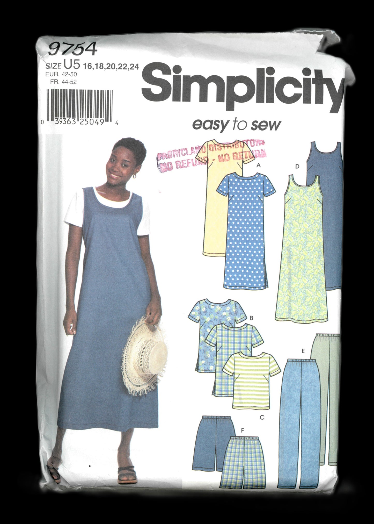 Simplicity 9754 Misses Dress or Tunic, Top Jumper and Pants or Shorts Sewing Pattern - UNCUT - Size 16 18 20 22 24