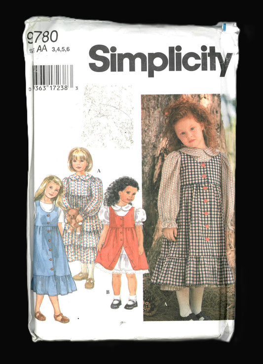 Simplicity 9780 Girls Dress and Jumper Sewing Pattern - UNCUT Size 3 4 5 6