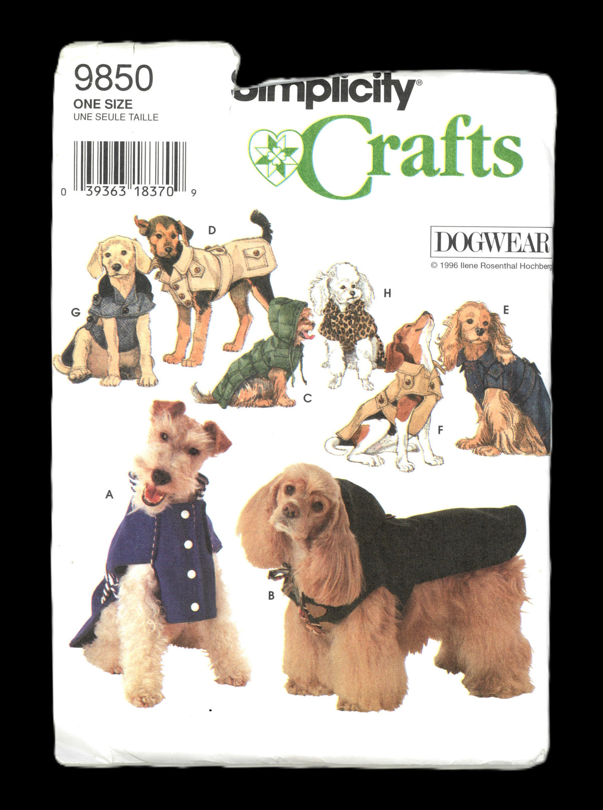 Simplicity 9850 Dogwear Dog Coats Sewing Pattern UNCUT Suitable for dogs with 14" - 16" neck, 16" - 18" Chest and 16" - 18" length