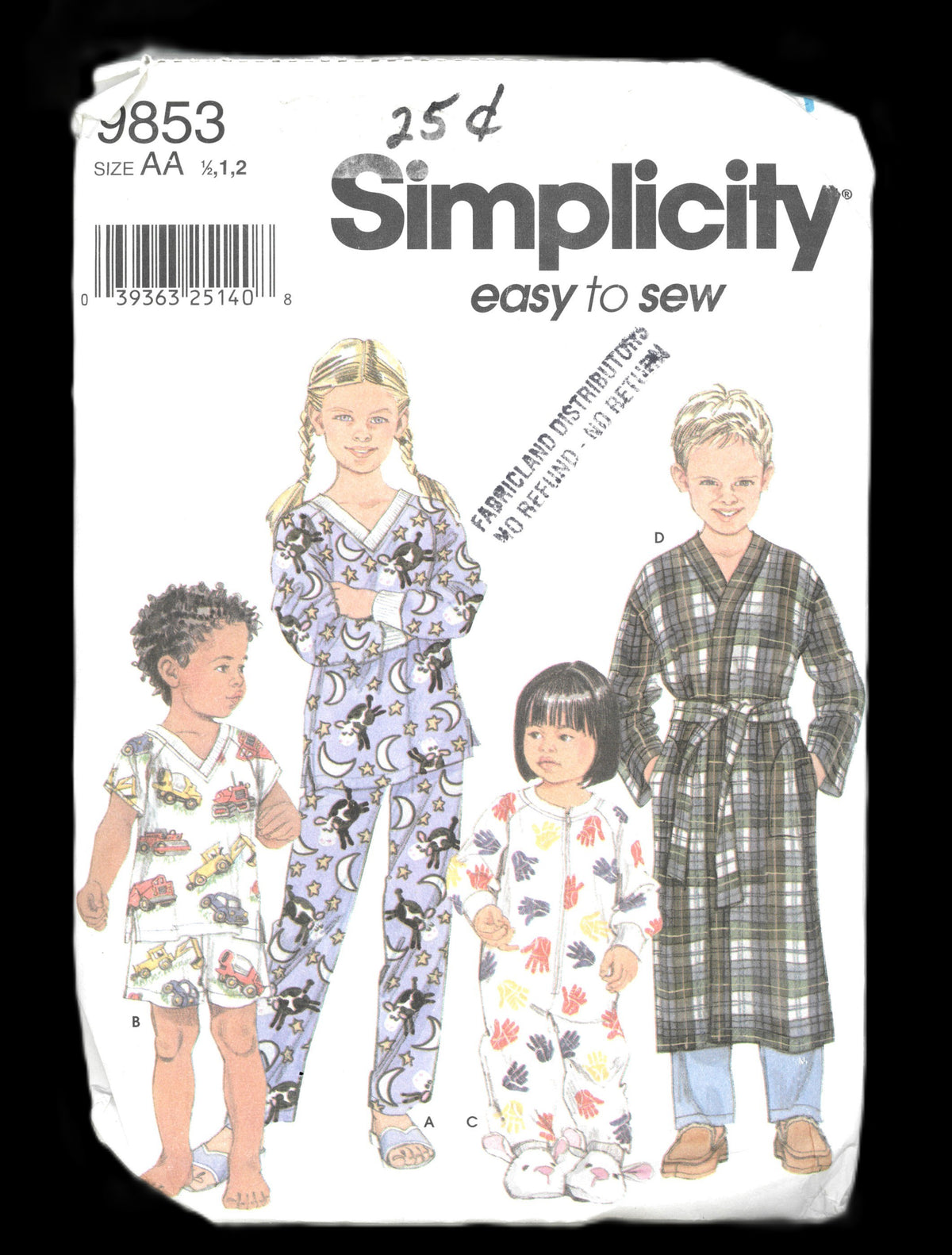 Simplicity 9853 Toddlers and Childs Loungewear Sewing Pattern UNCUT Size 1/2 1  2