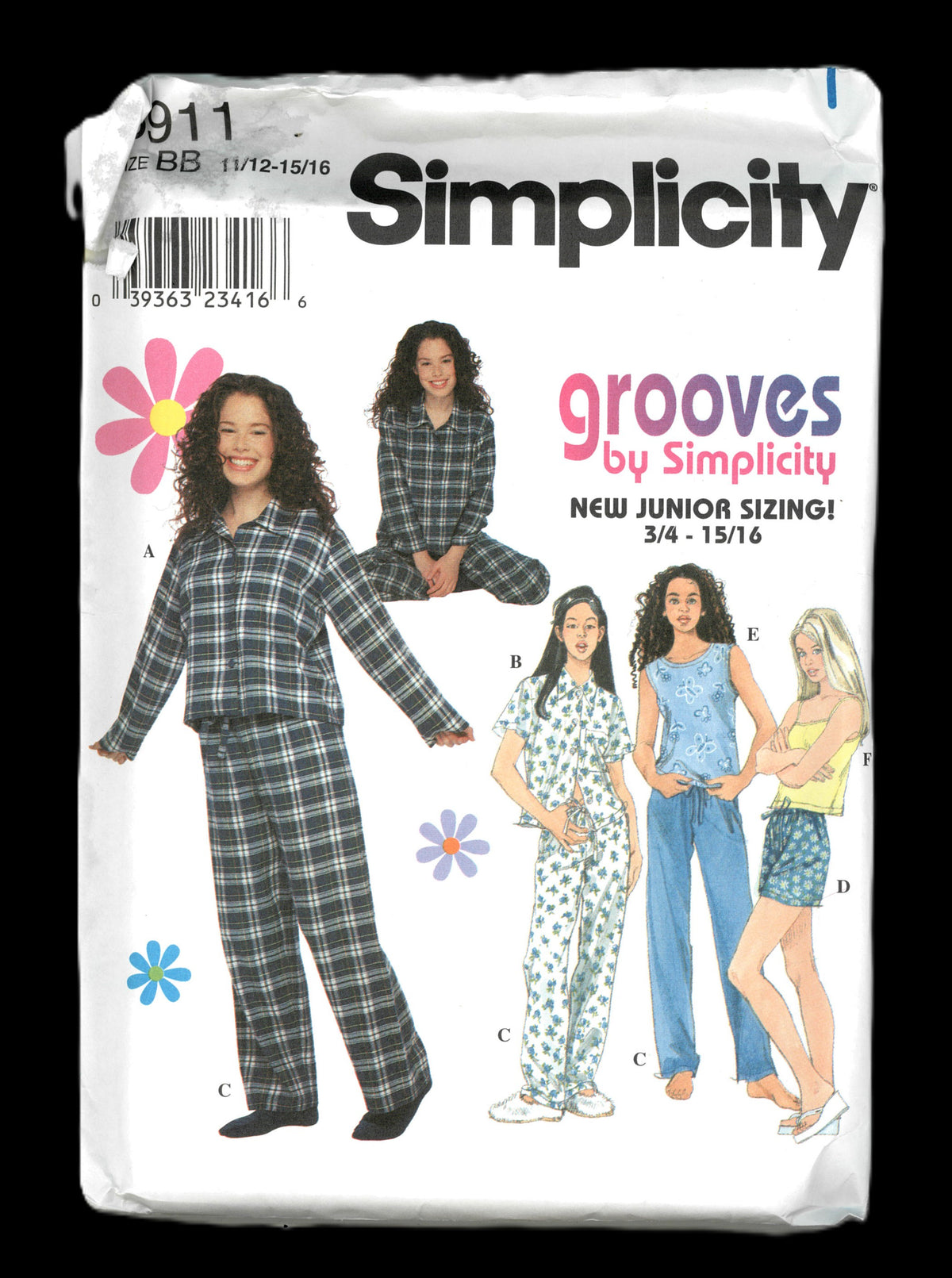 Simplicity Grooves 8911 Juniors Pajamas Sewing Pattern UNCUT Size 3/4 ...
