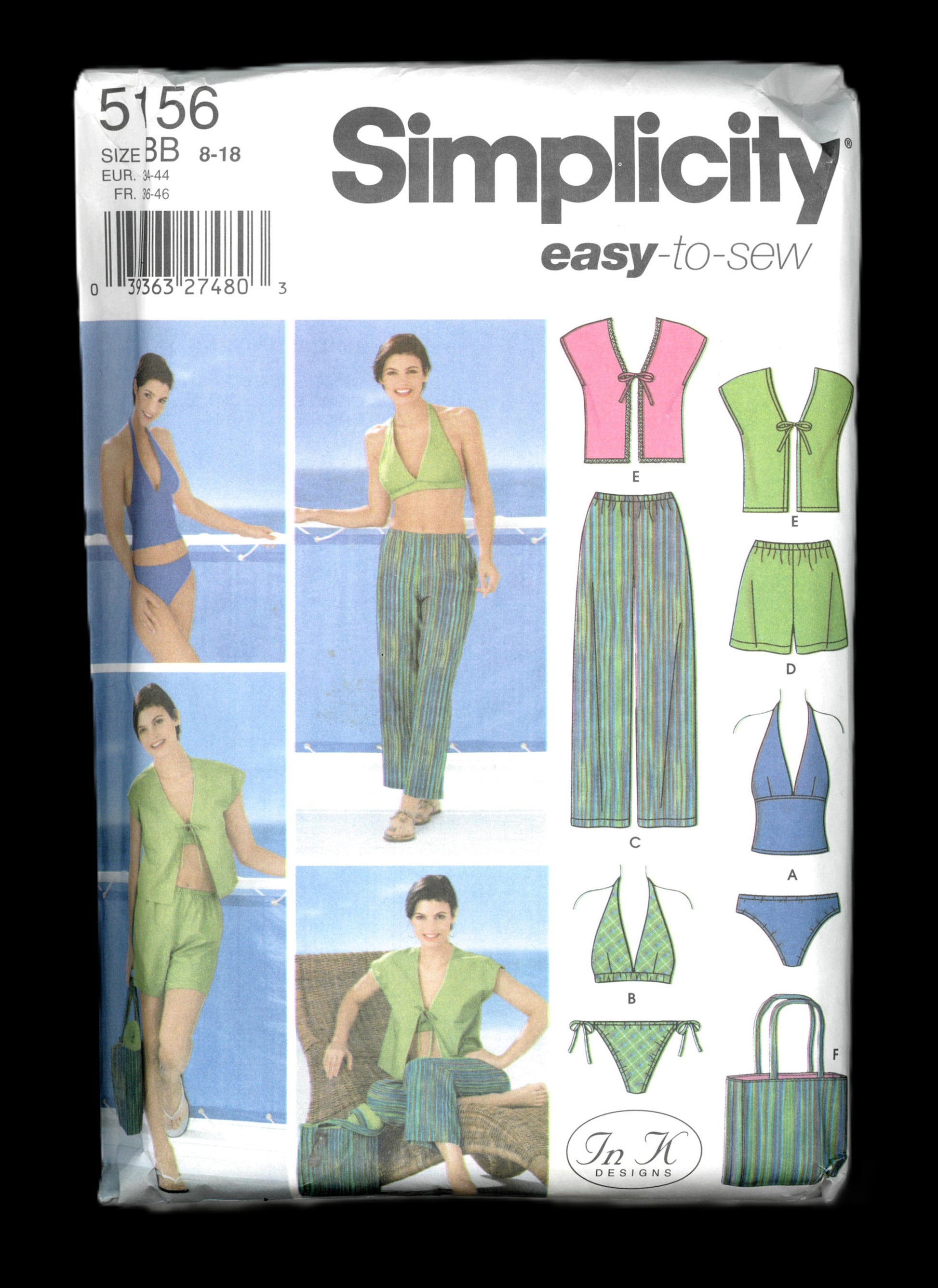 Simplicity Beachwear Sewing Pattern includes Bikini And Beach Clothes