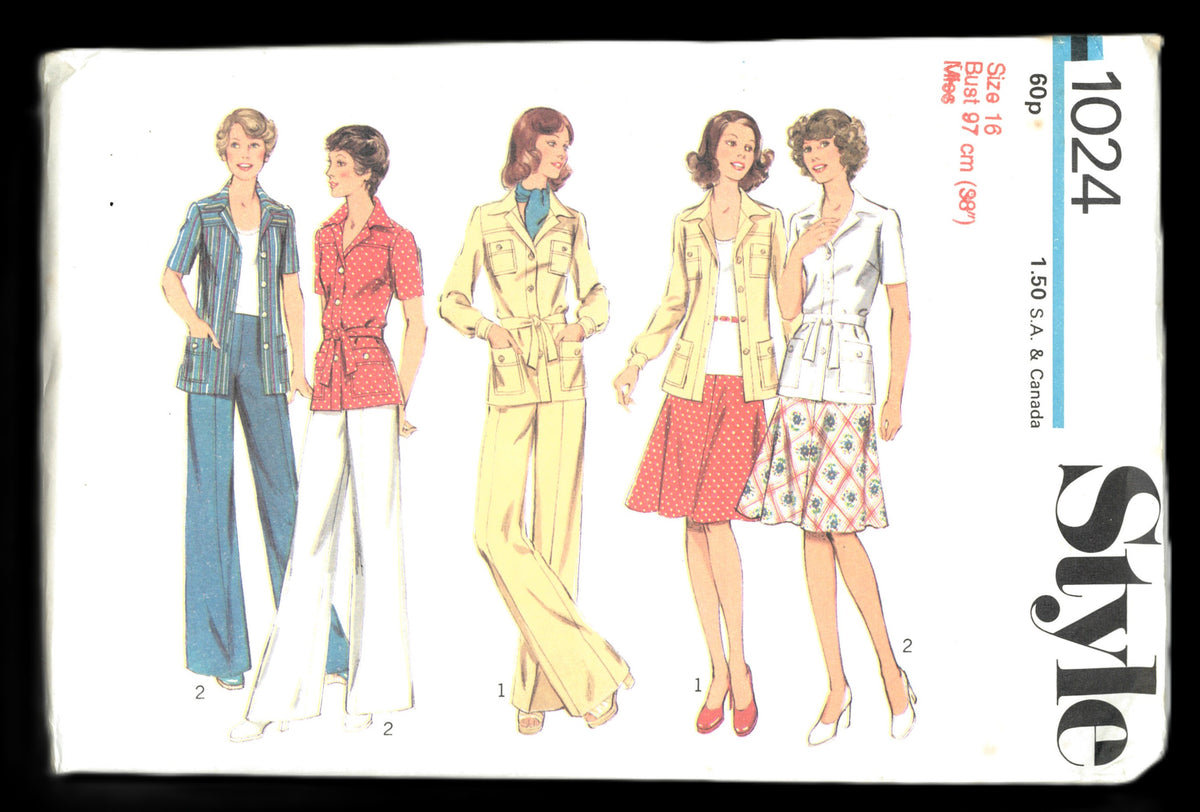 70s Style 1024 Misses Unlined Jacket Skirt and Trousers Sewing Pattern UNCUT Size 12 or Size 14 or Size 16 or Size 18