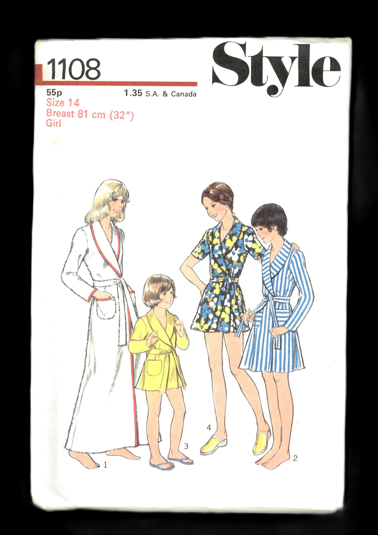 70s Style 1108 Girls Robe in Three Lengths Sewing Pattern UNCUT Size 4 or Size 6 or Size 8 or Size 10 or Size 12 or Size 14