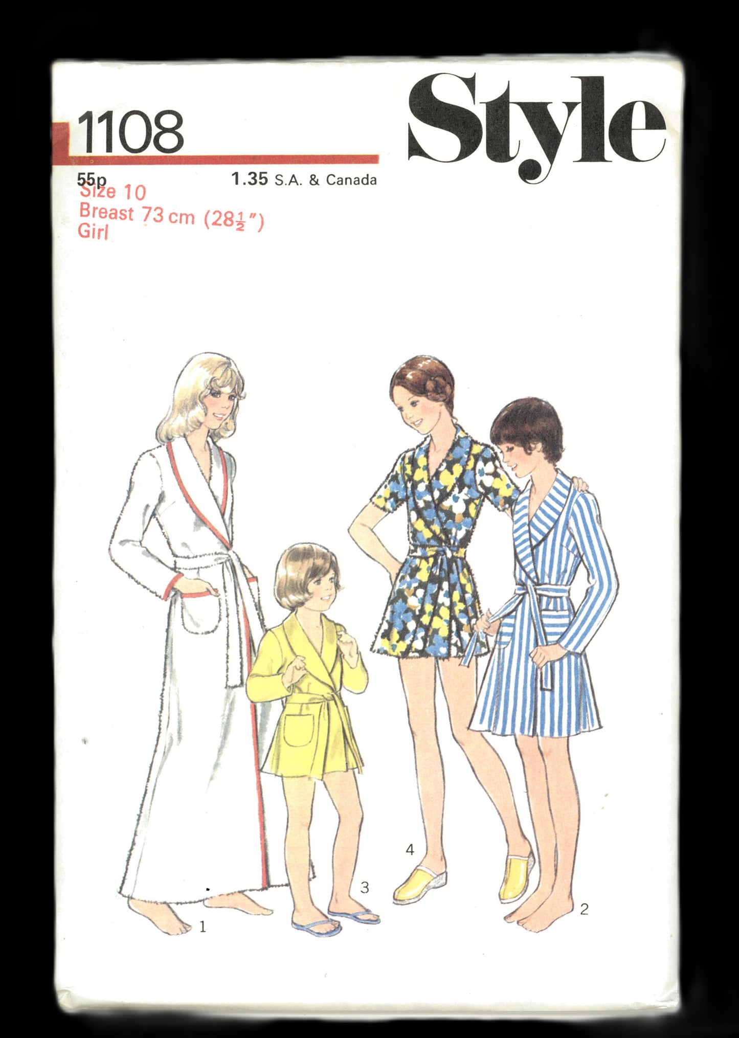 70s Style 1108 Girls Robe in Three Lengths Sewing Pattern UNCUT Size 4 or Size 6 or Size 8 or Size 10 or Size 12 or Size 14