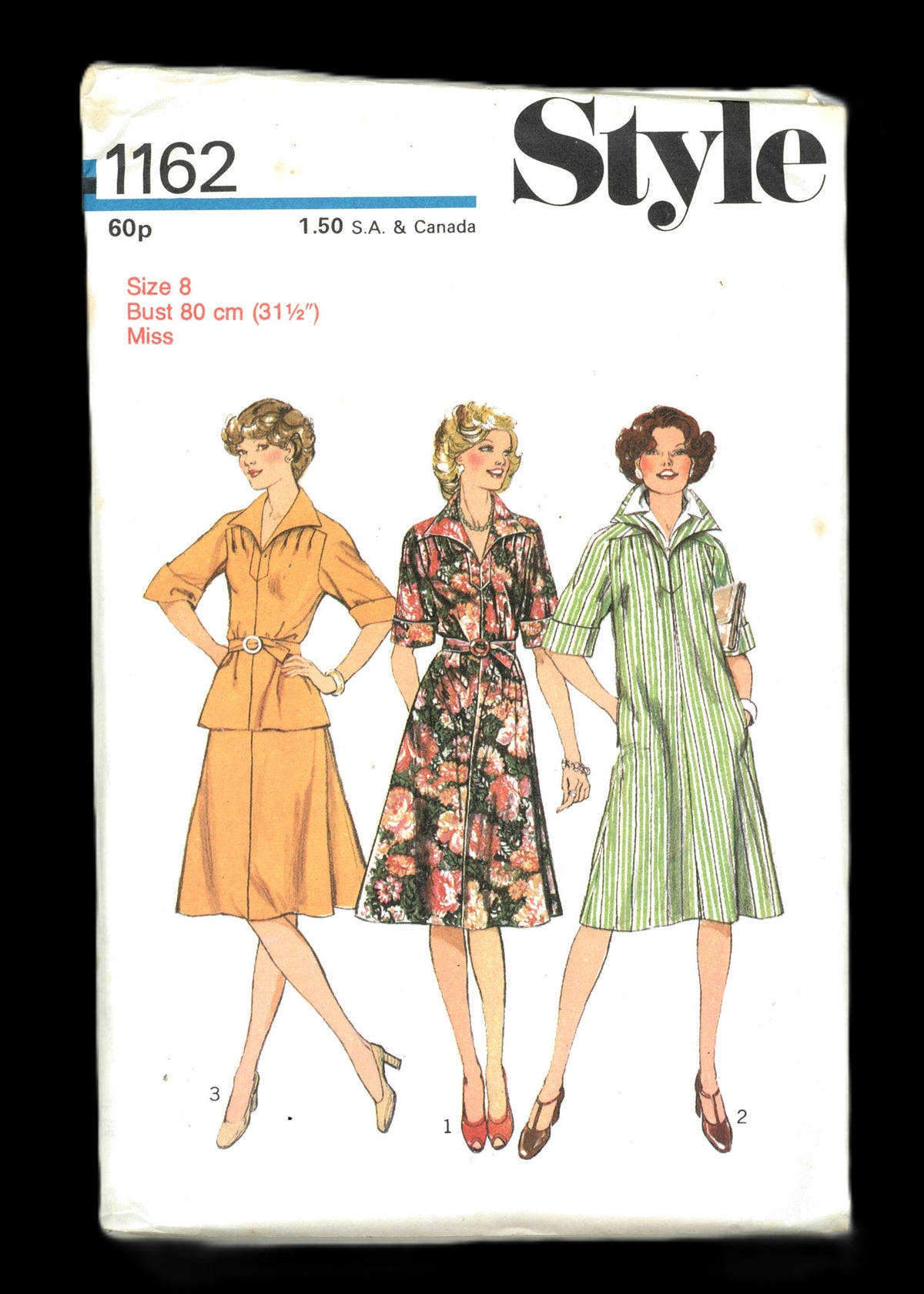 70s Style 1162 Misses Dress or Top and Skirt Sewing Pattern - UNCUT - Size 8 or Size 10 or Size 14