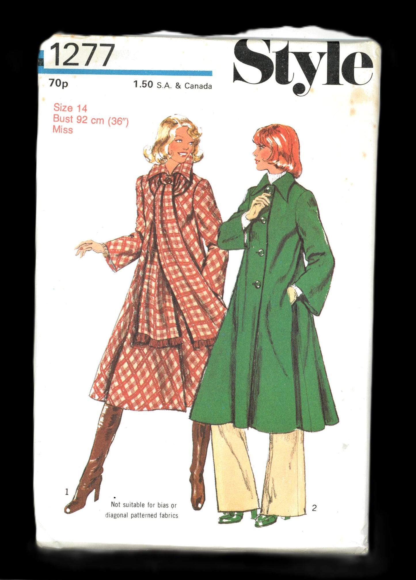 70s 1277 Style Misses Coat and Scarf Sewing Pattern - UNCUT Size 8 or Size 10 or Size 14 or Size 16 or Size 18