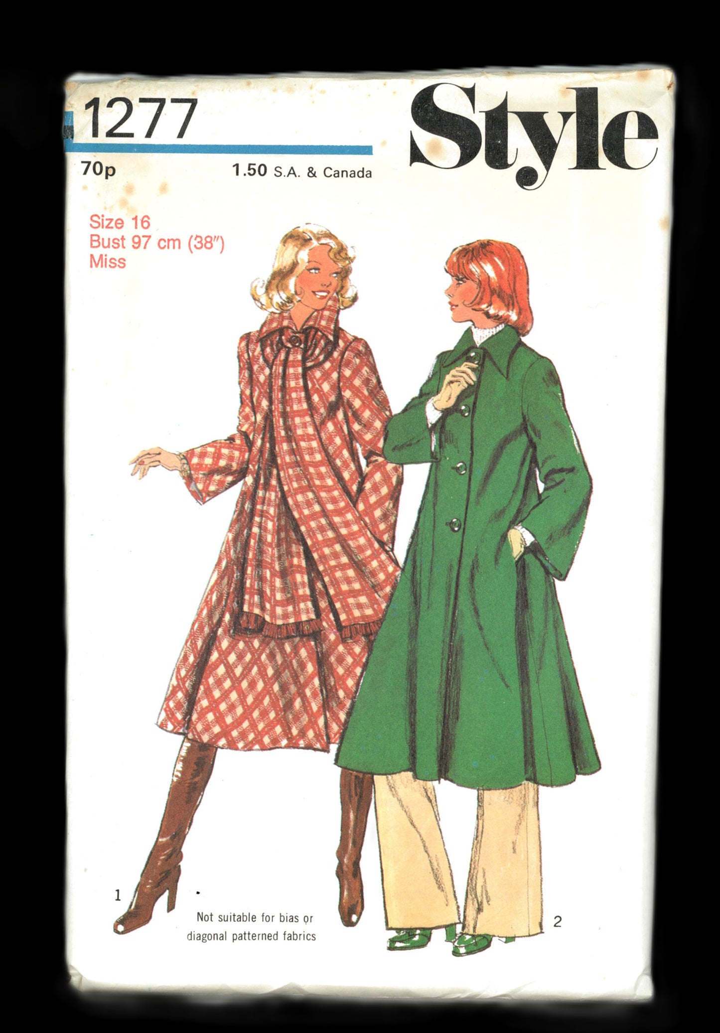 70s 1277 Style Misses Coat and Scarf Sewing Pattern - UNCUT Size 8 or Size 10 or Size 14 or Size 16 or Size 18