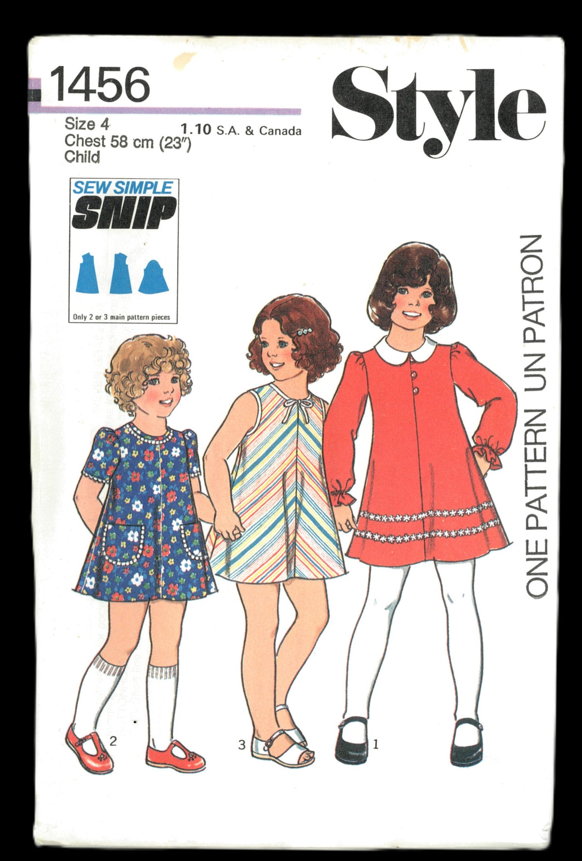 70s Style 1456 Girls Dress Sewing Pattern - UNCUT Size 2 or  Size3 or Size 4 or Size 5 or Size 6
