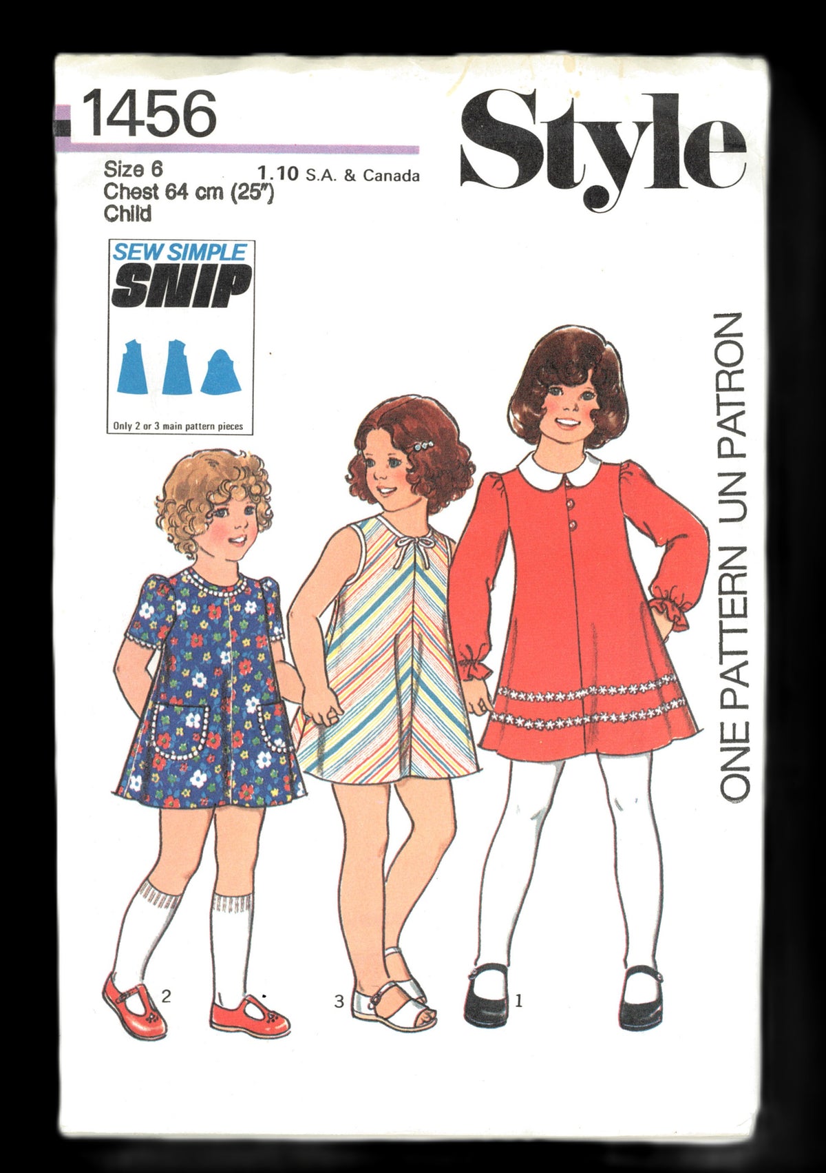70s Style 1456 Girls Dress Sewing Pattern - UNCUT Size 2 or  Size3 or Size 4 or Size 5 or Size 6